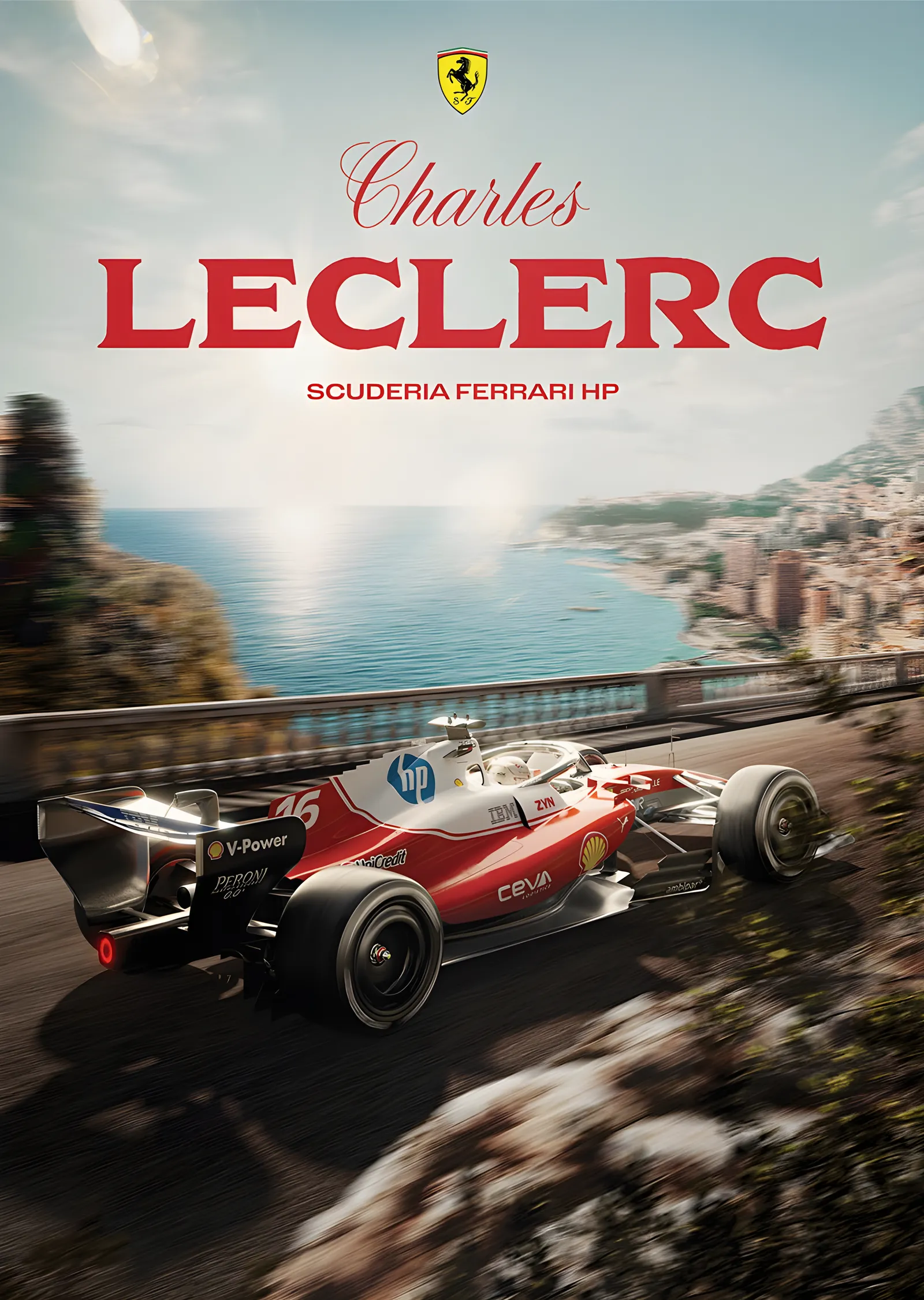 Ferrari · Charles Leclerc · Monaco 2026 metal tablo