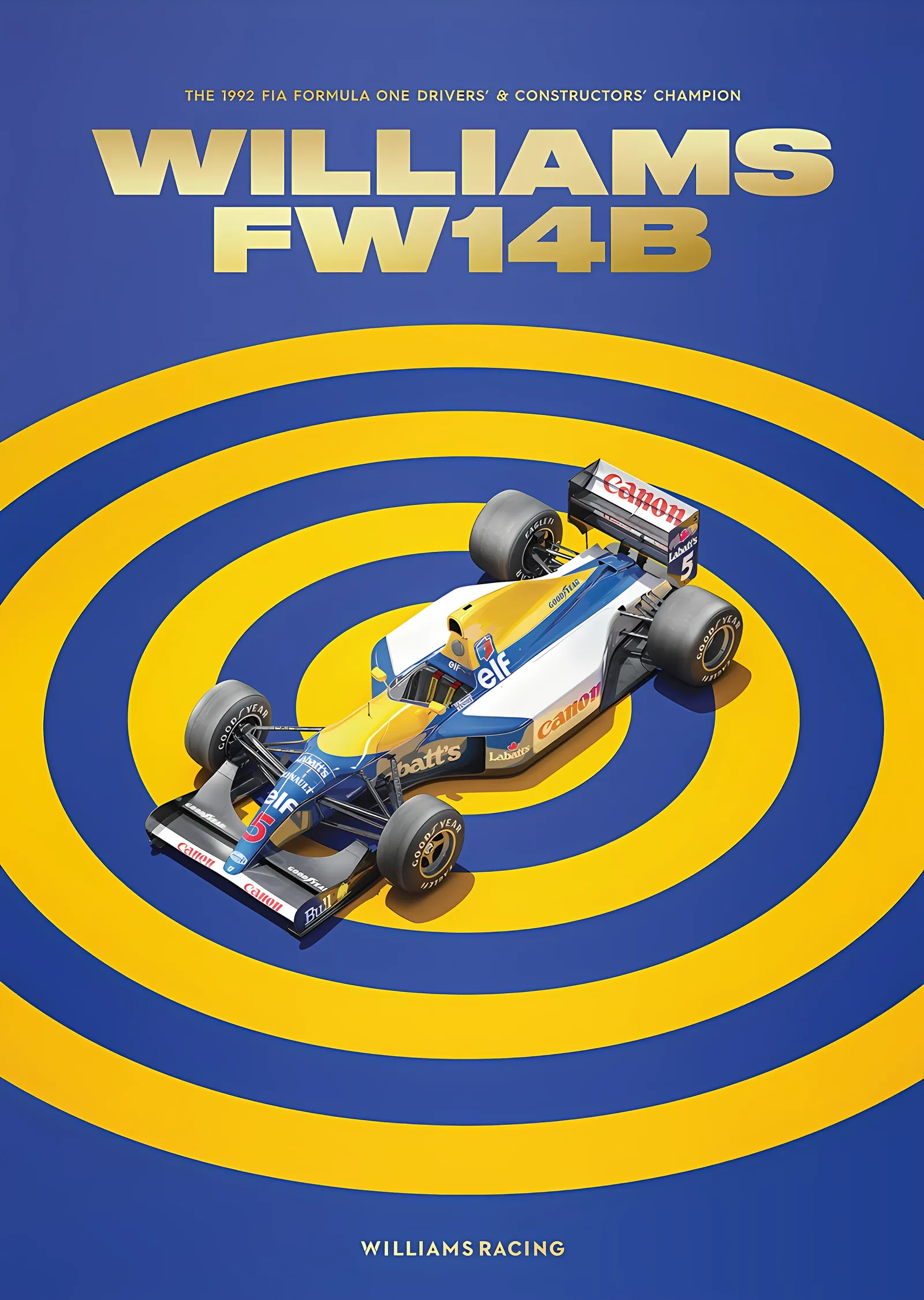 Williams FW14B · 1992 F1 Dünya Şampiyonu metal tablo