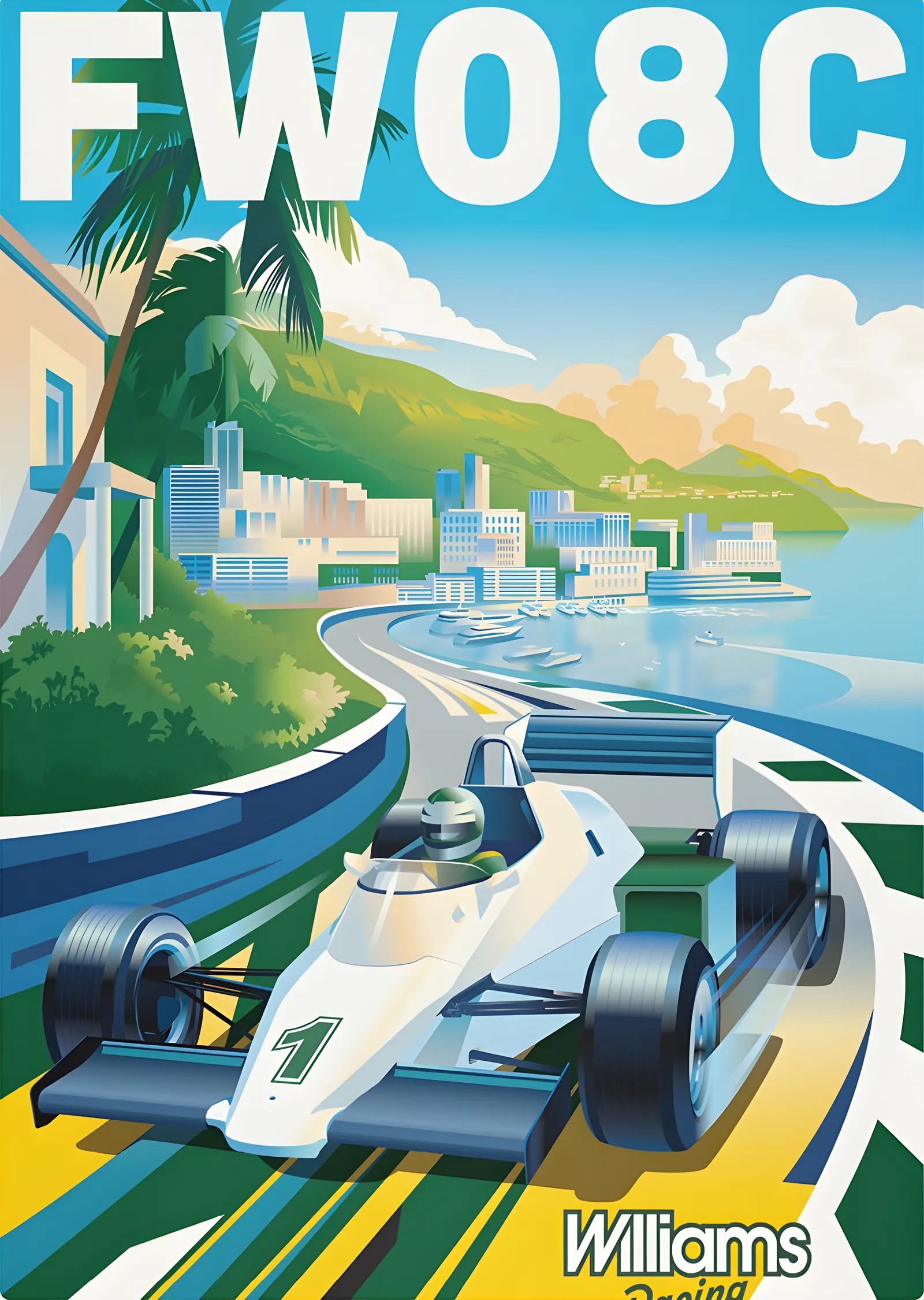 Williams Racing FW08C · Monaco 1983 · Riviera Racer metal tablo