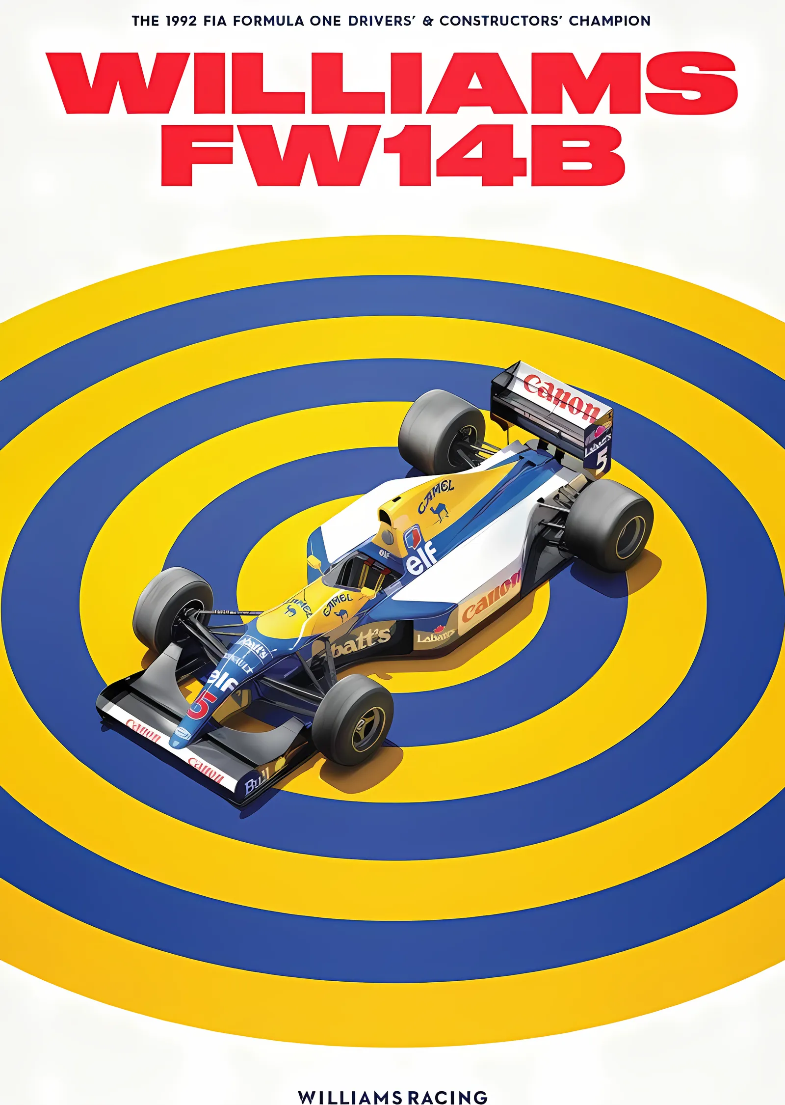 Williams Racing FW14B · 1992 F1 Dünya Şampiyonu metal tablo
