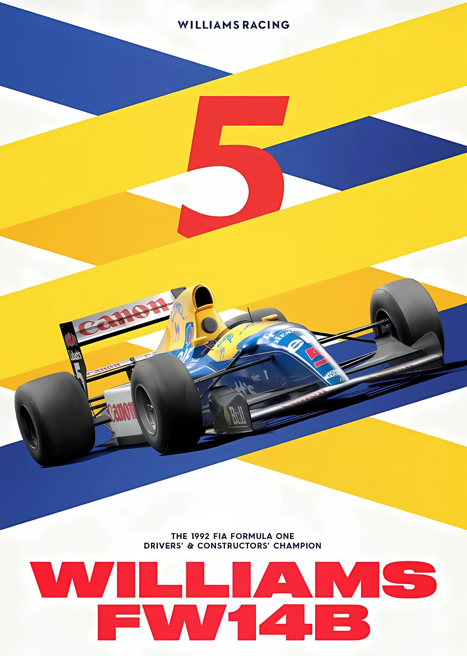Williams Racing Red Five · 1992 F1 Dünya Şampiyonu metal tablo