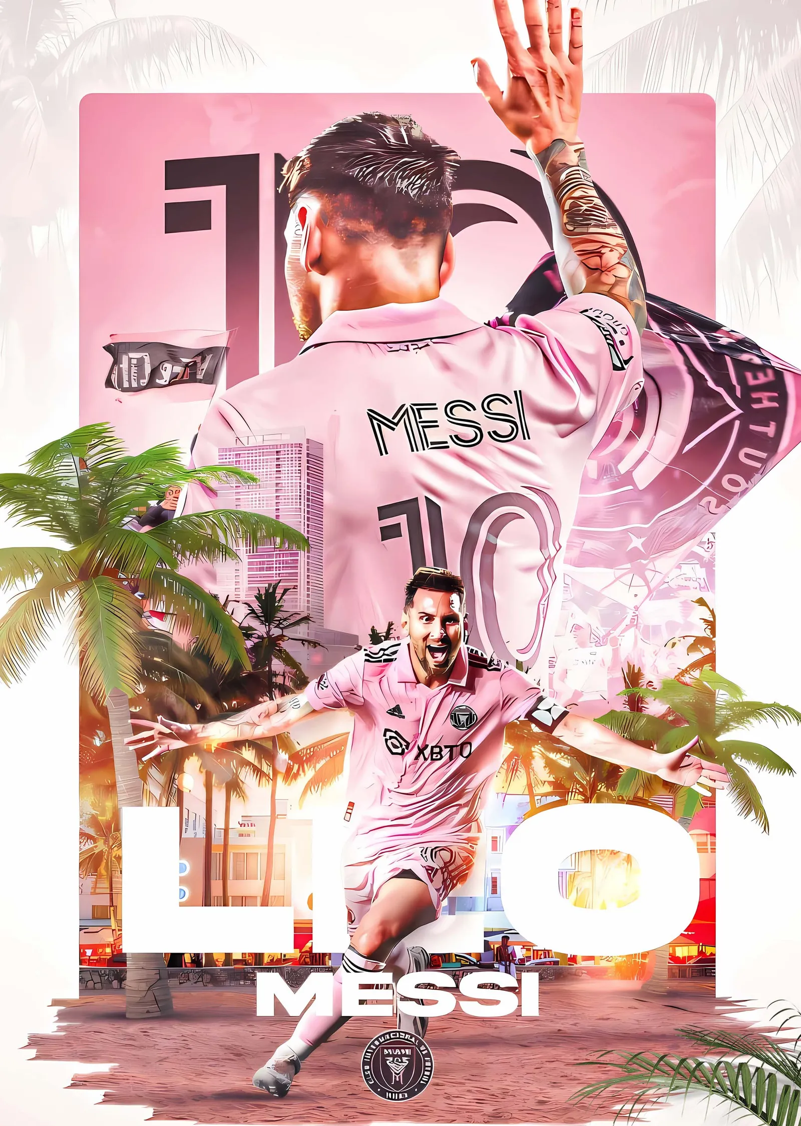 Lionel Messi: Inter Miami · Palmiyeli Kompozisyon metal tablo