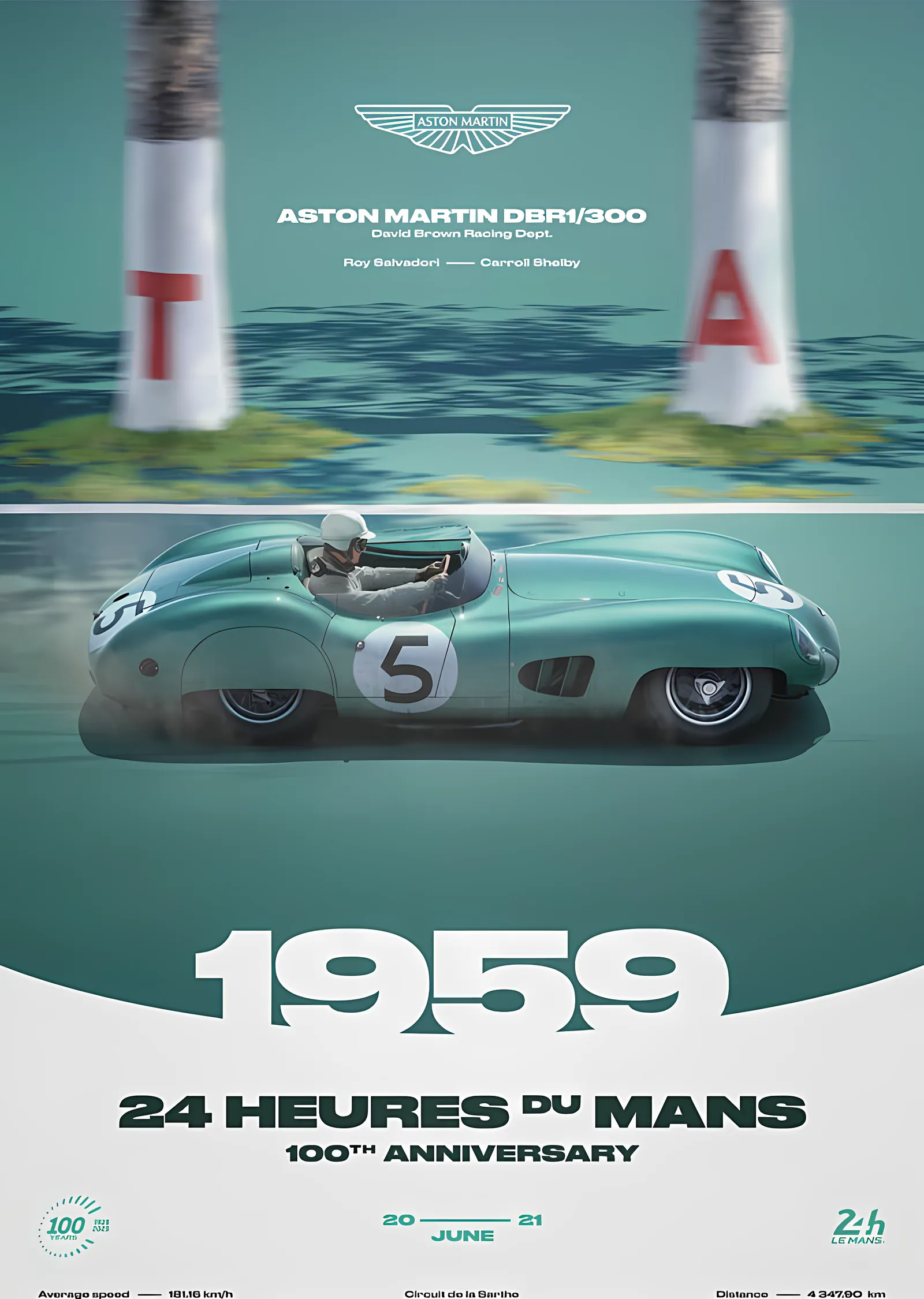 Aston Martin DBR1/300 · 1959 100. Yıl metal tablo