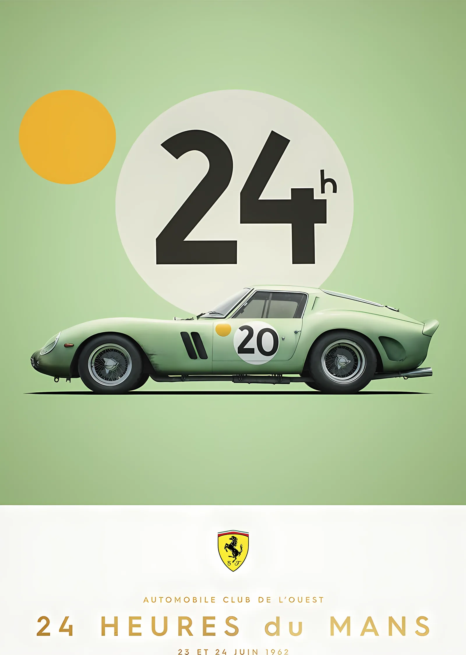 Ferrari 250 GTO · 1962 Yeşil metal tablo