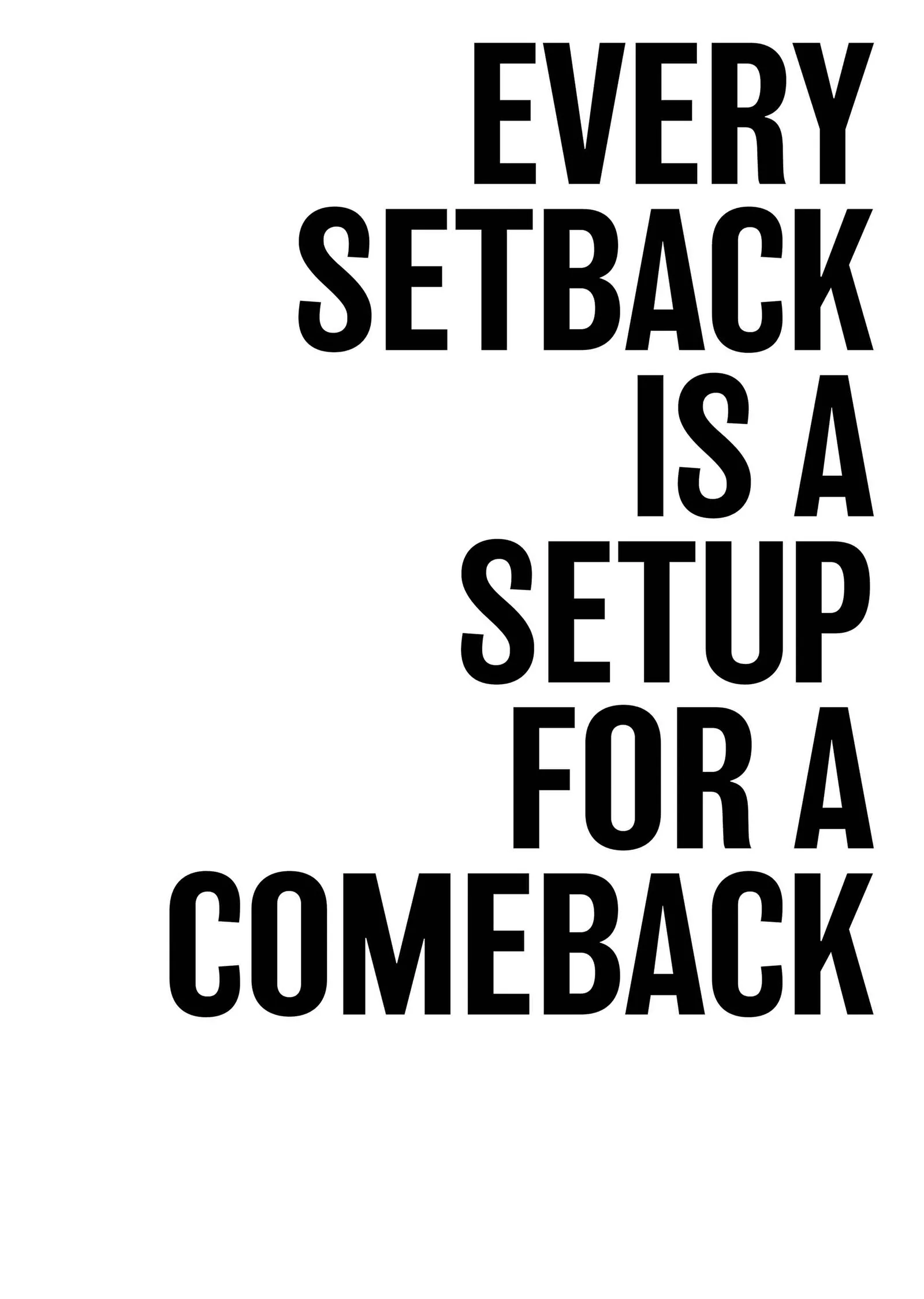Every Setback Is a Setup for a Comeback metal tablo