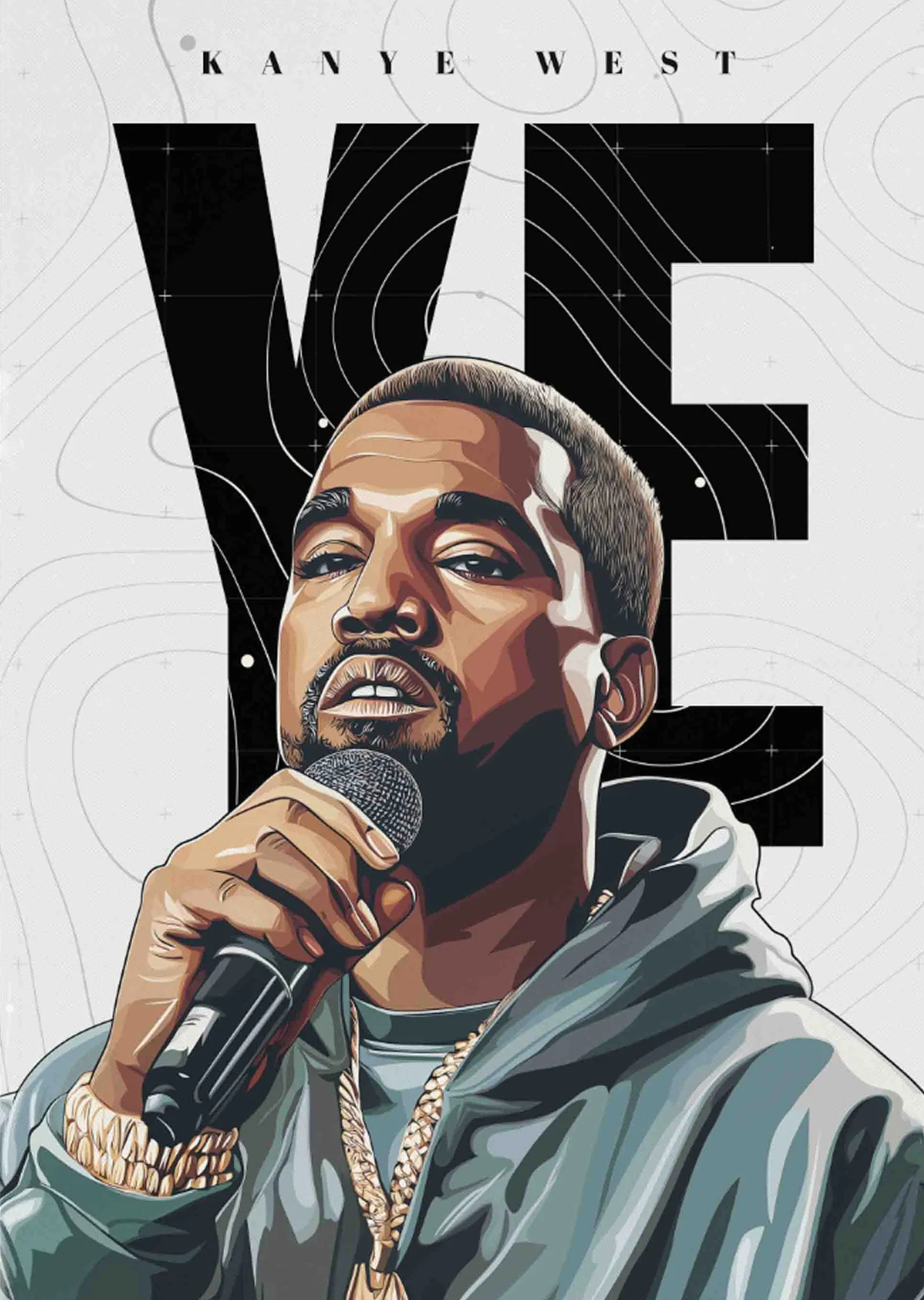 Kanye West: Ye · Mikrofonlu Portre metal tablo