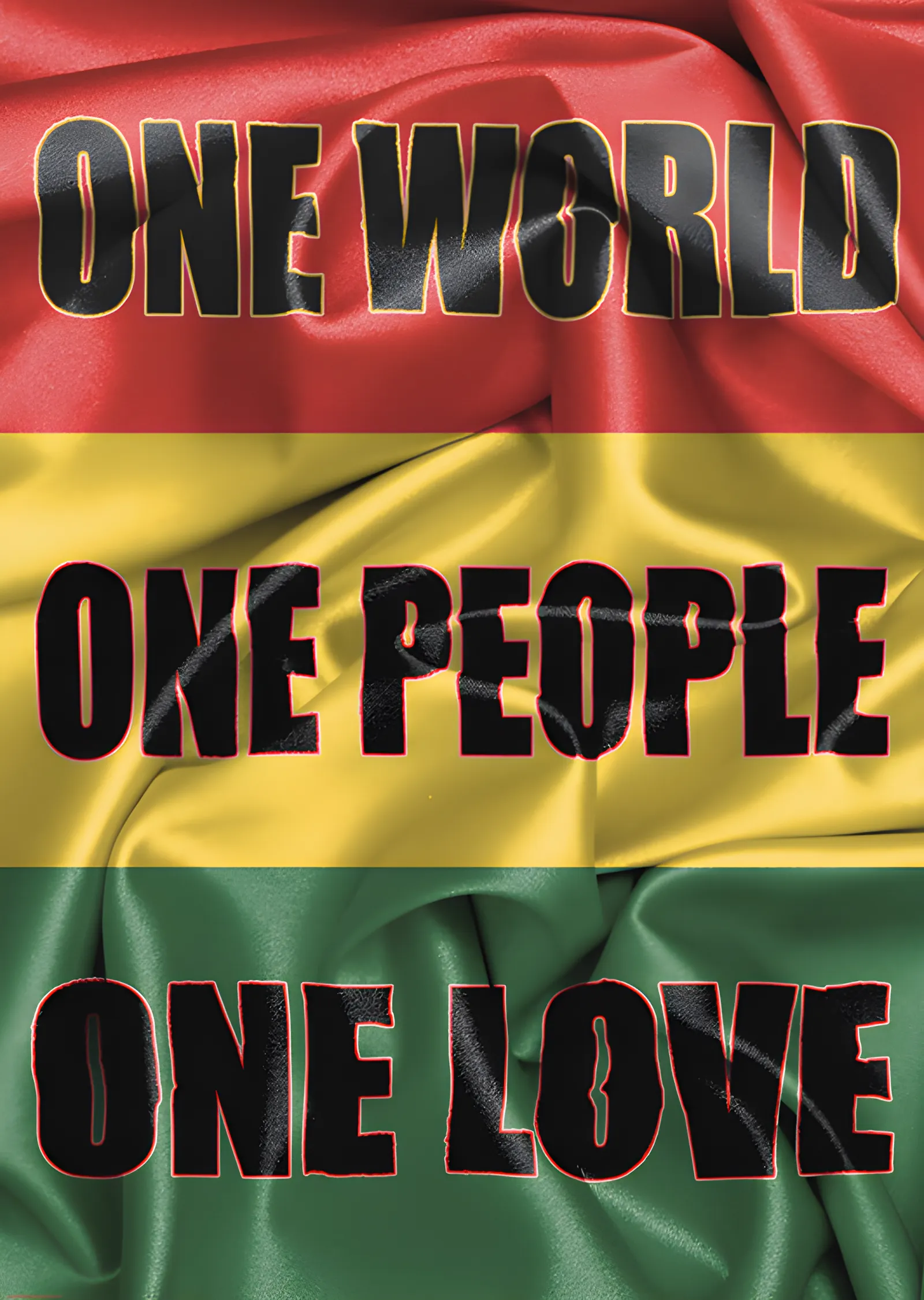 One World, One People, One Love metal tablo