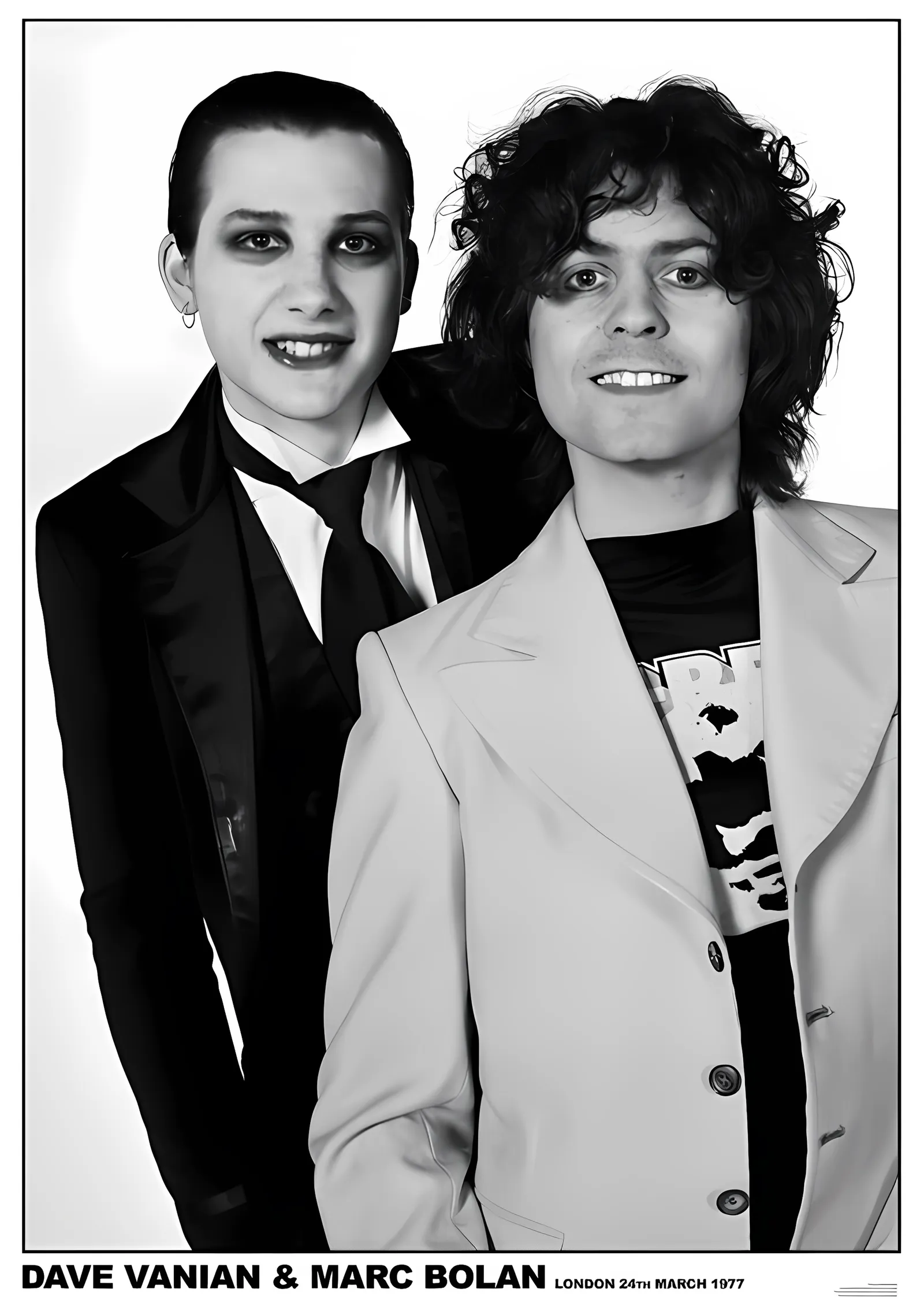 Dave Vanian ve Marc Bolan: Londra 1977 metal tablo