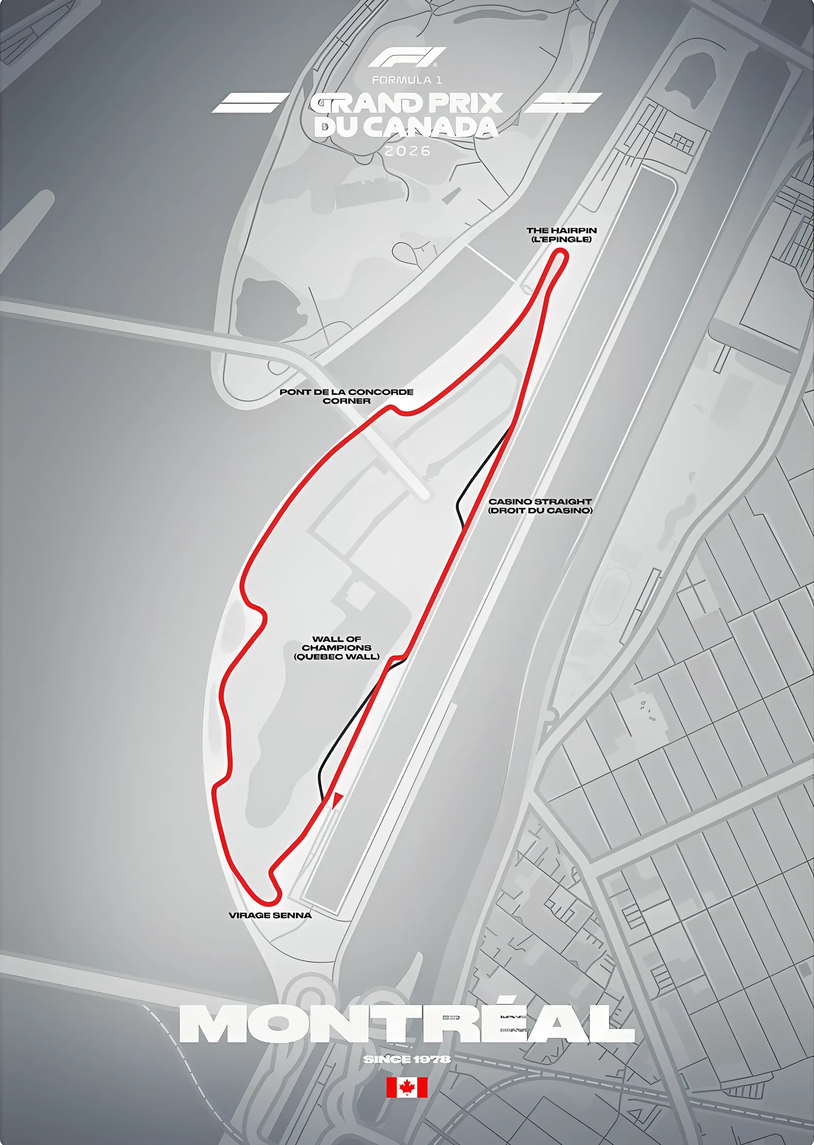 F1 Grand Prix Kanada 2026 · Gilles Villeneuve Pisti metal tablo