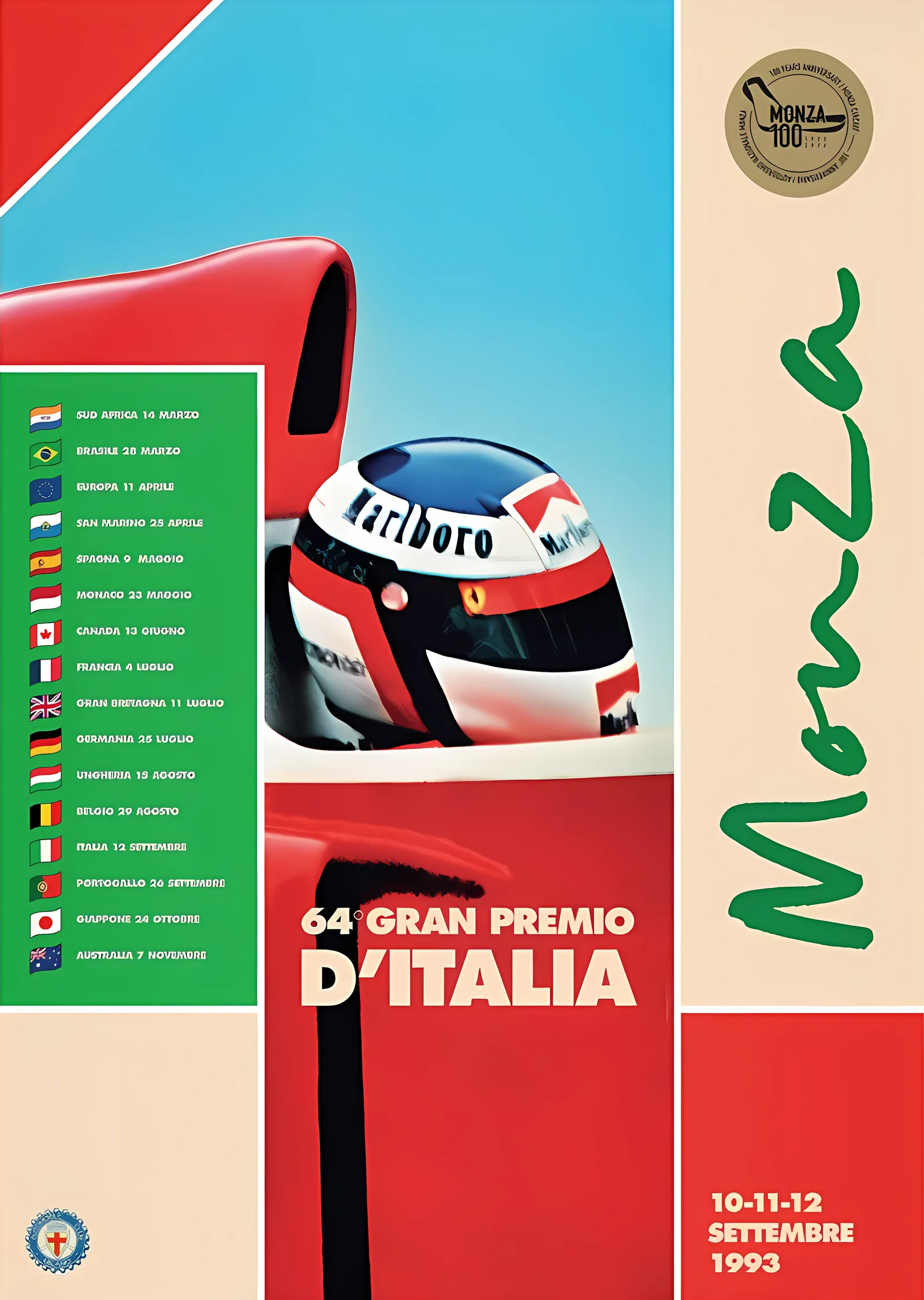 Monza Pisti · 1993 100. Yıl metal tablo