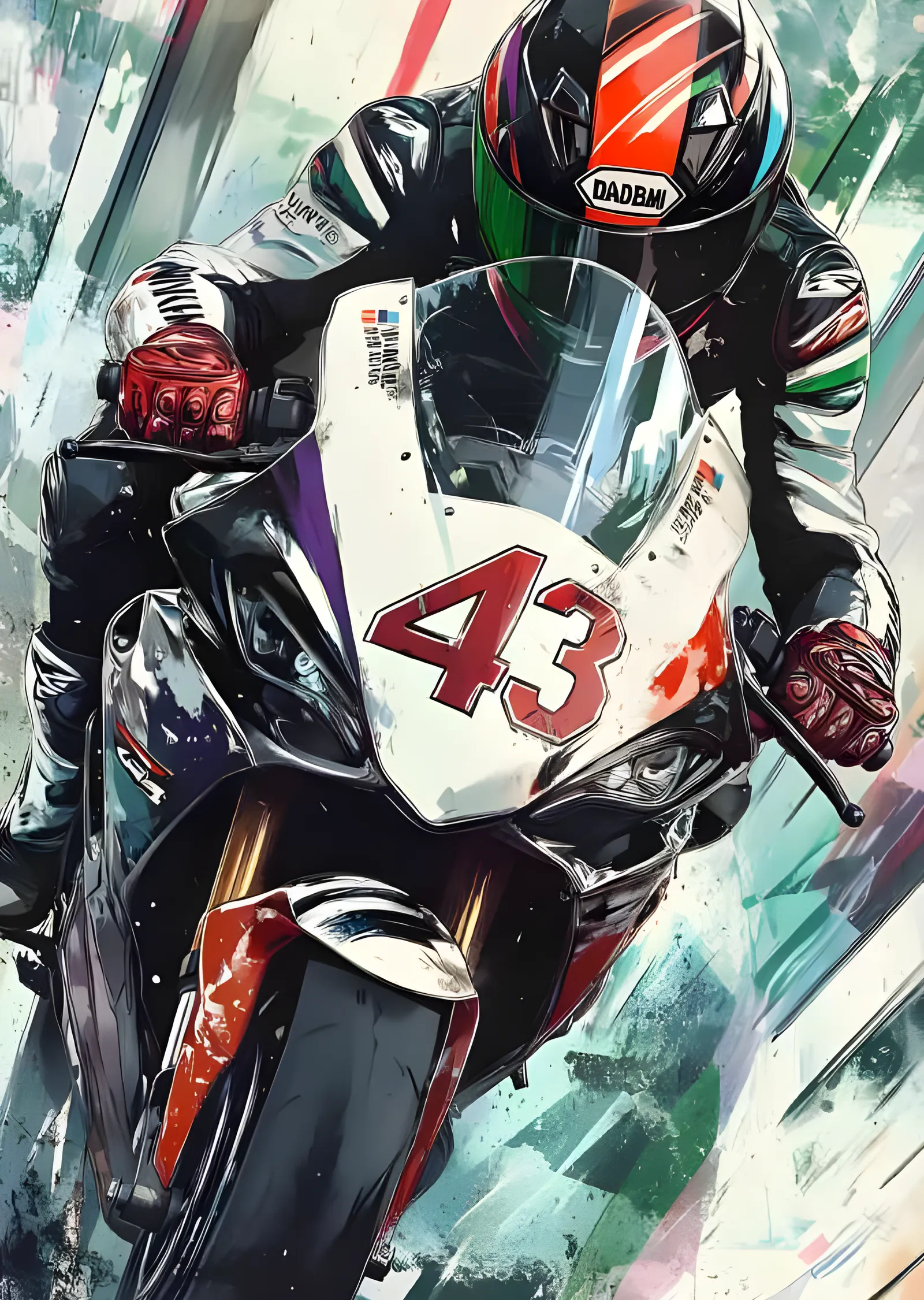 43 Numaralı Yarış Motosikleti metal tablo