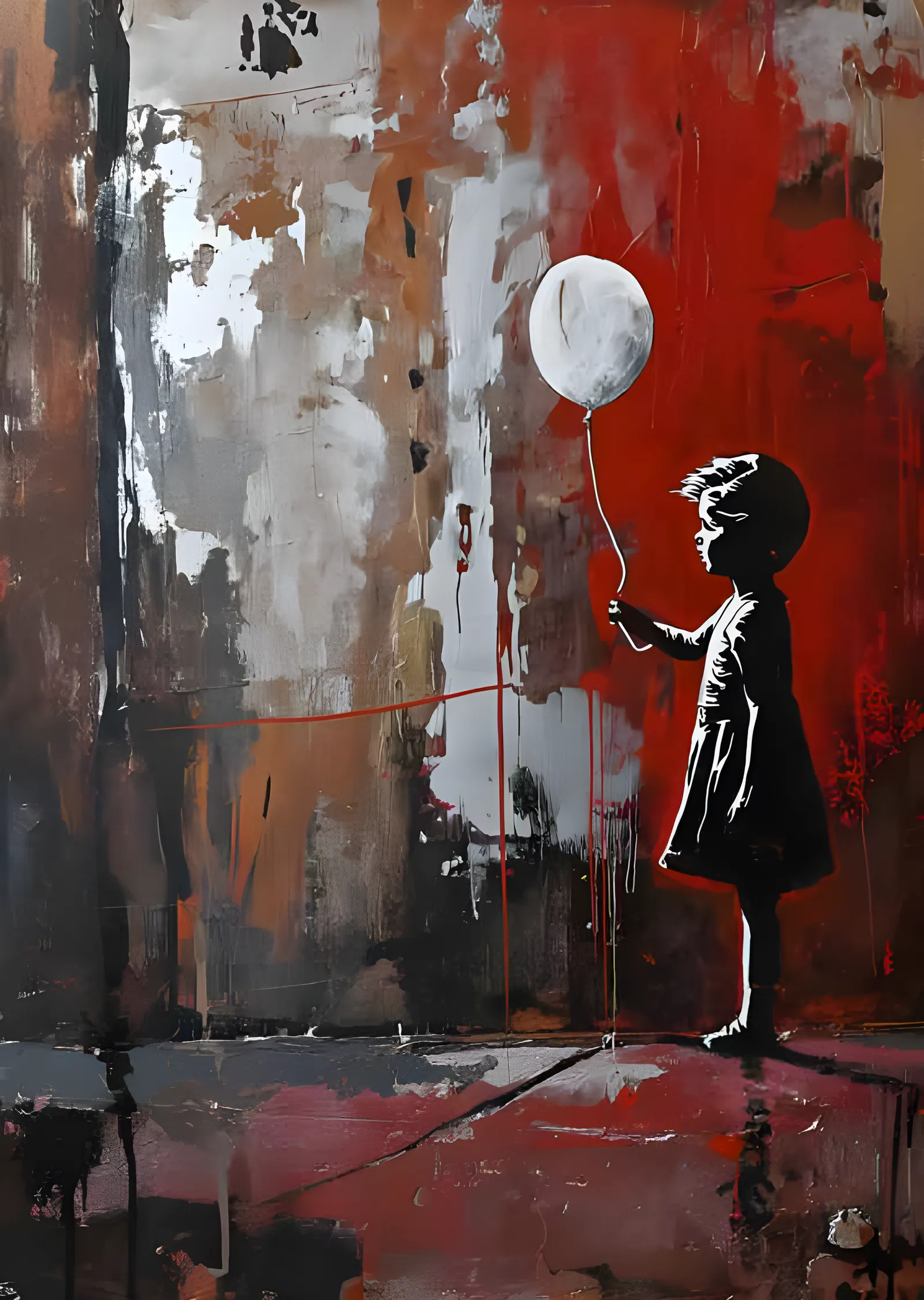 Balonlu Kız - Sokak Sanatı metal tablo