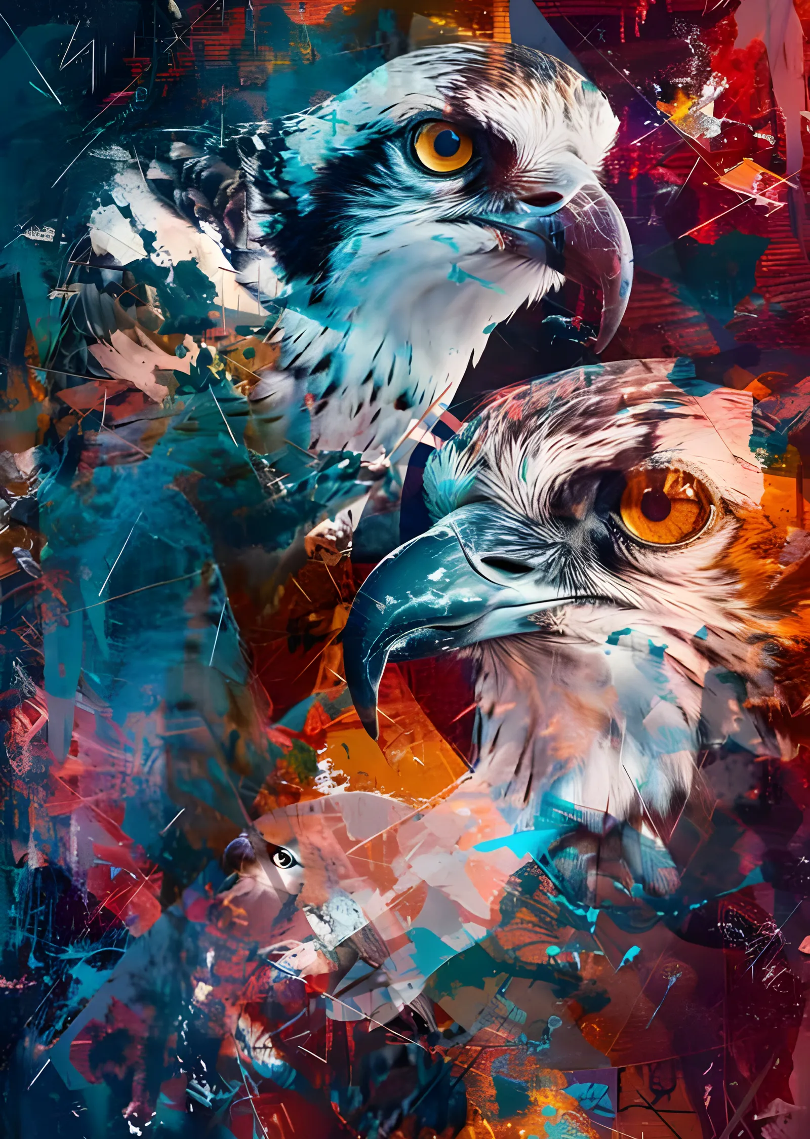 Soyut Kartal Çifti metal tablo