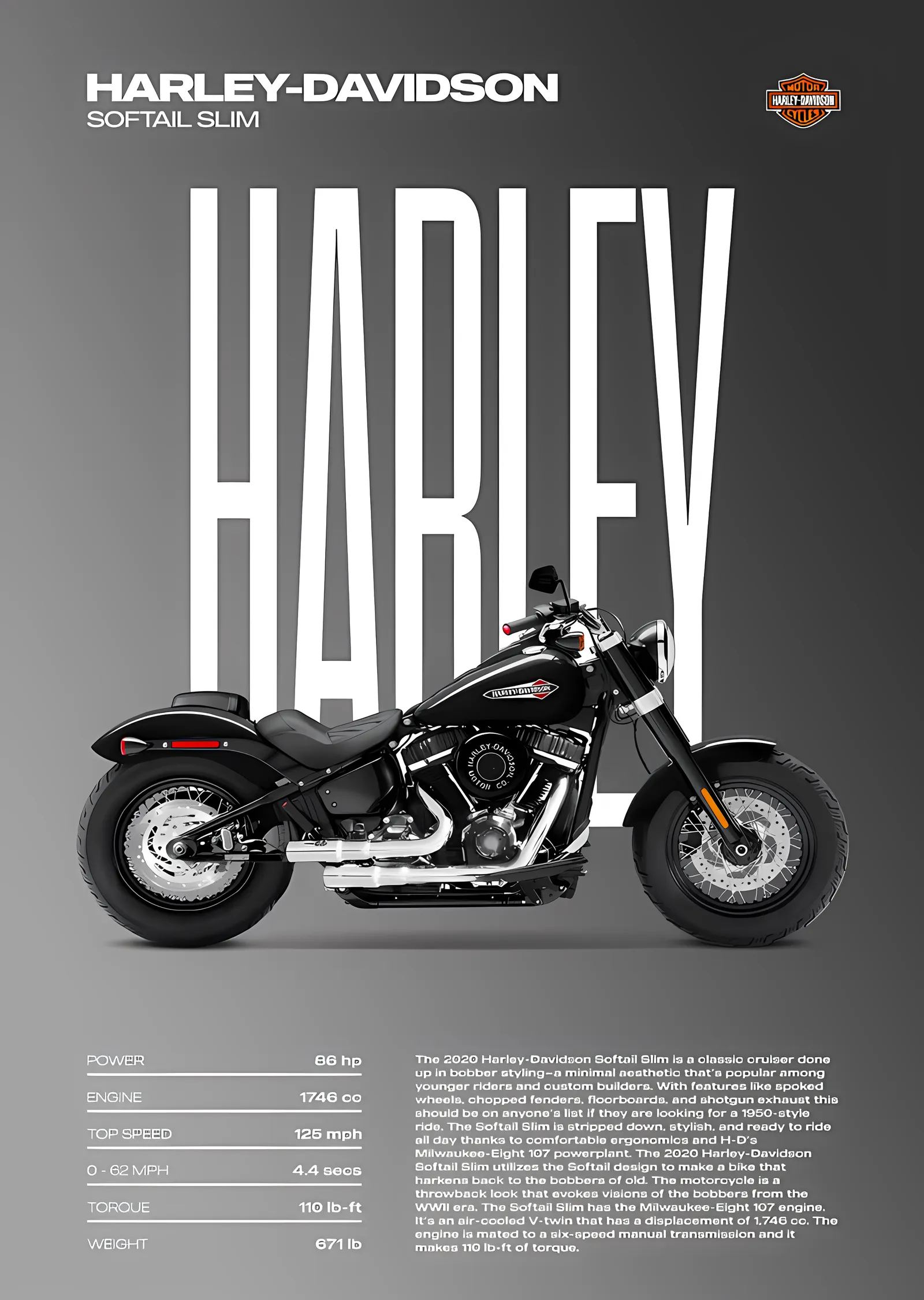 Harley-Davidson Softail Slim metal tablo
