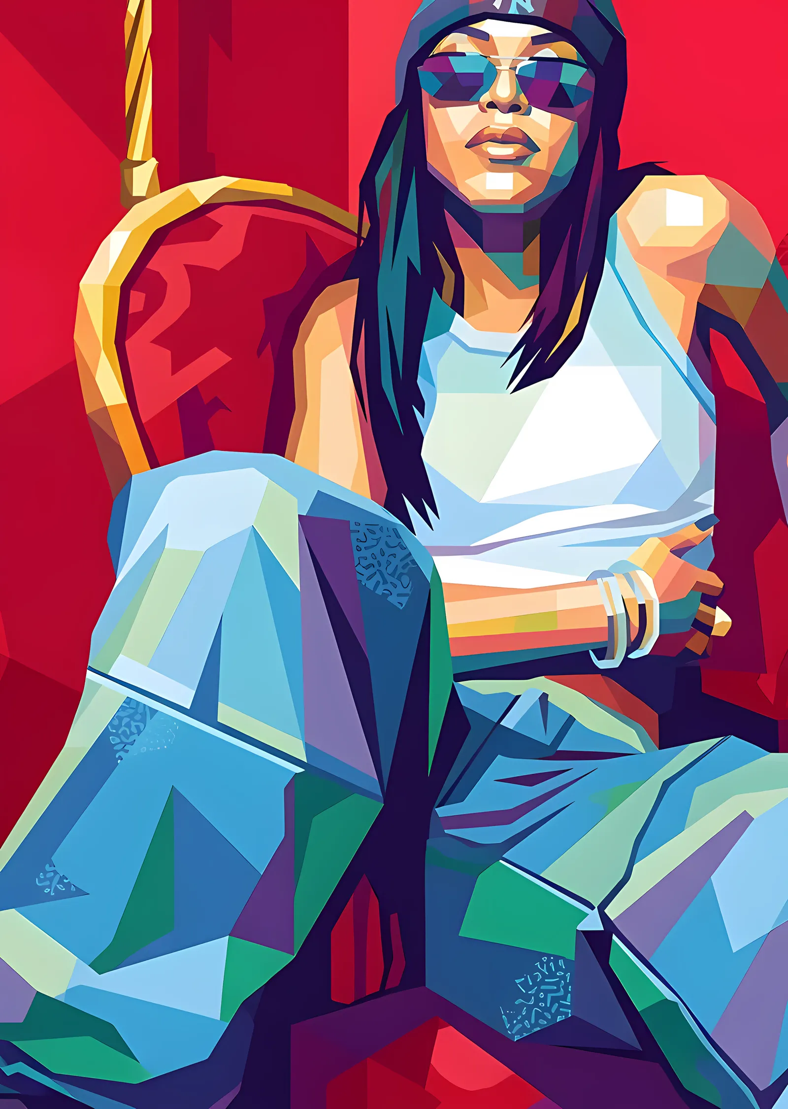 Aaliyah: Mavi Düzlemli WPAP metal tablo