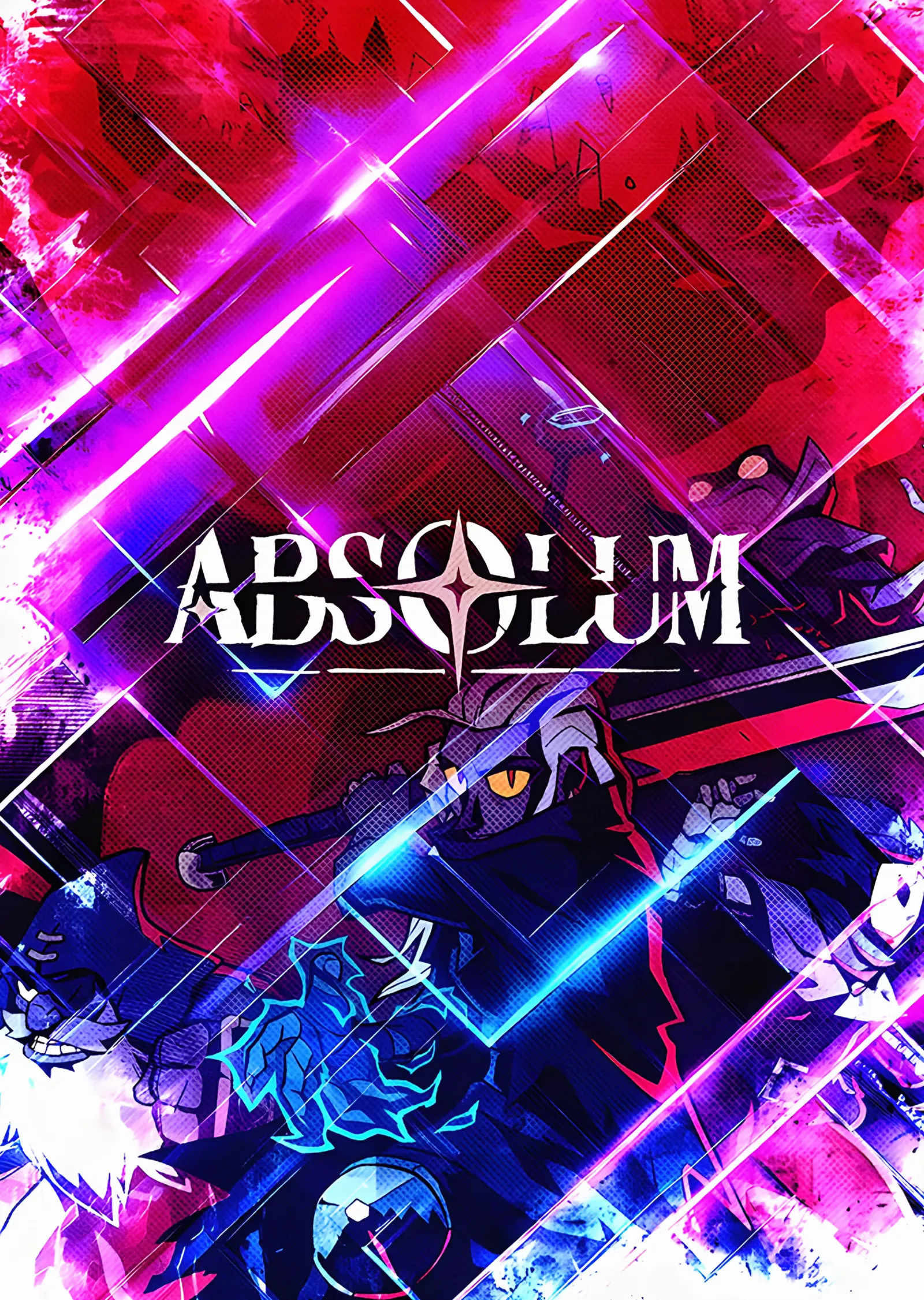 Absolum: Pembe Neonda Kılıç Hamlesi metal tablo