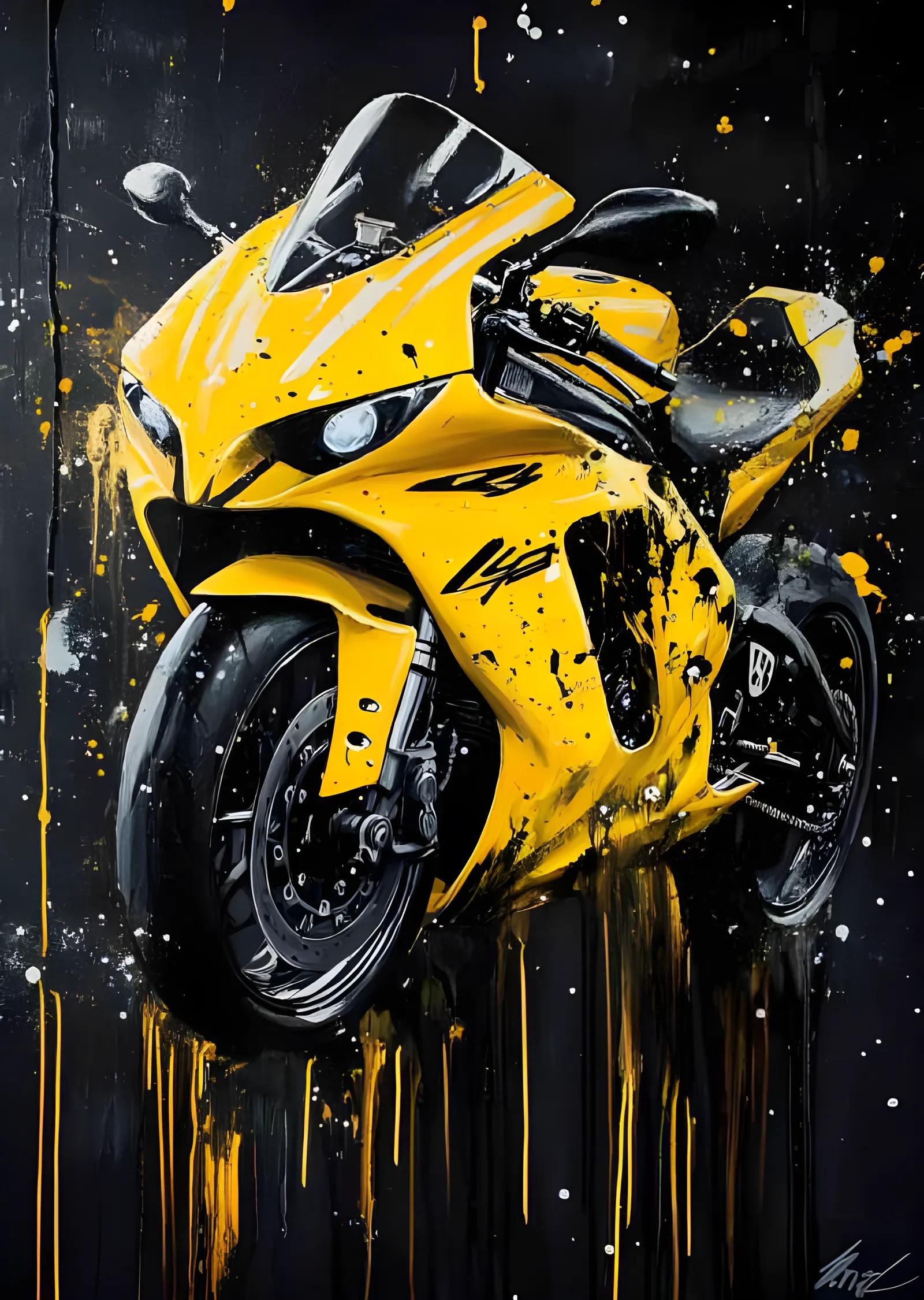 Yamaha R6 - Siyah Zemin metal tablo