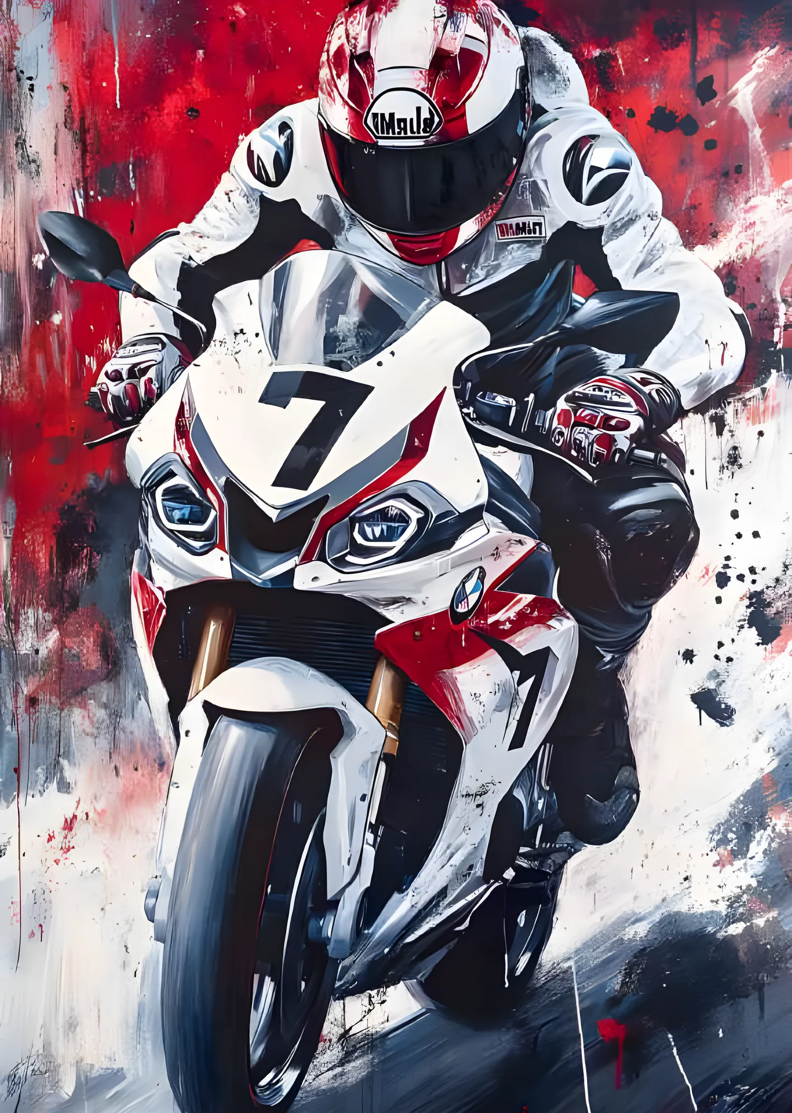 BMW S 1000 RR - Kırmızı Zemin metal tablo