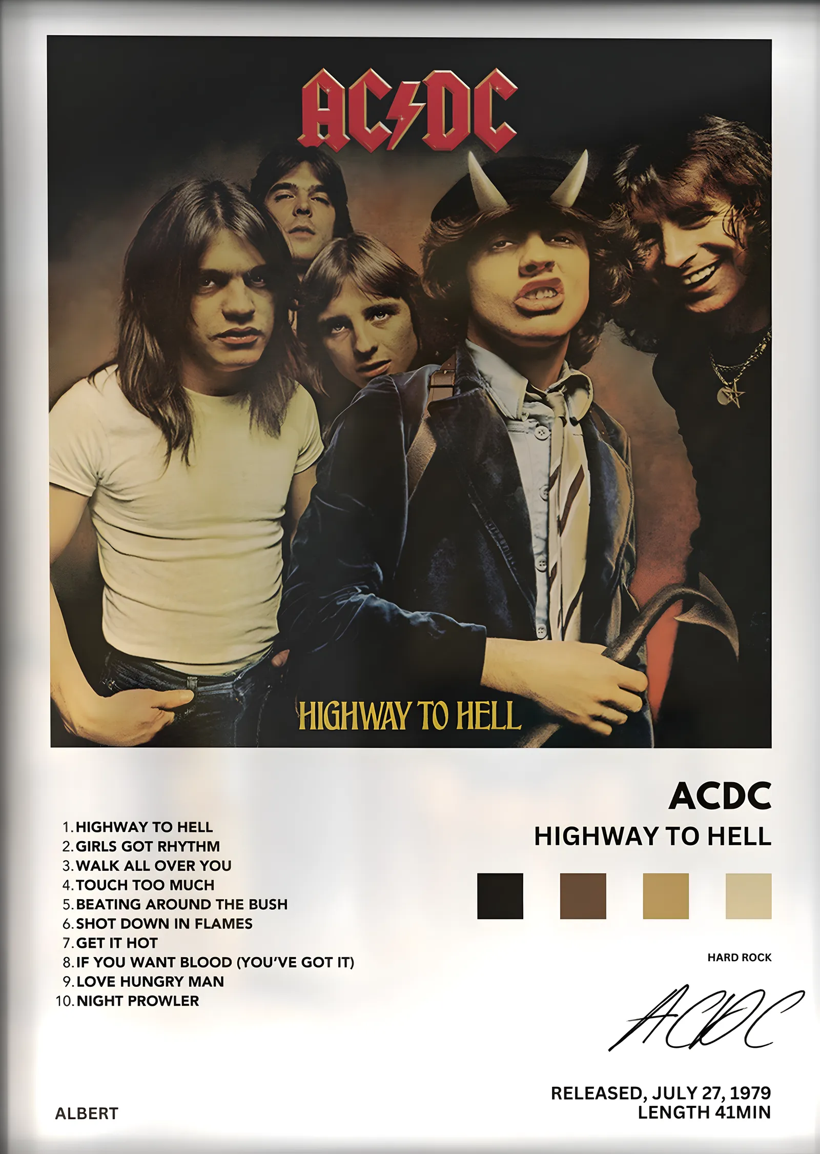 AC/DC: Highway to Hell (Grup Portresi) metal tablo