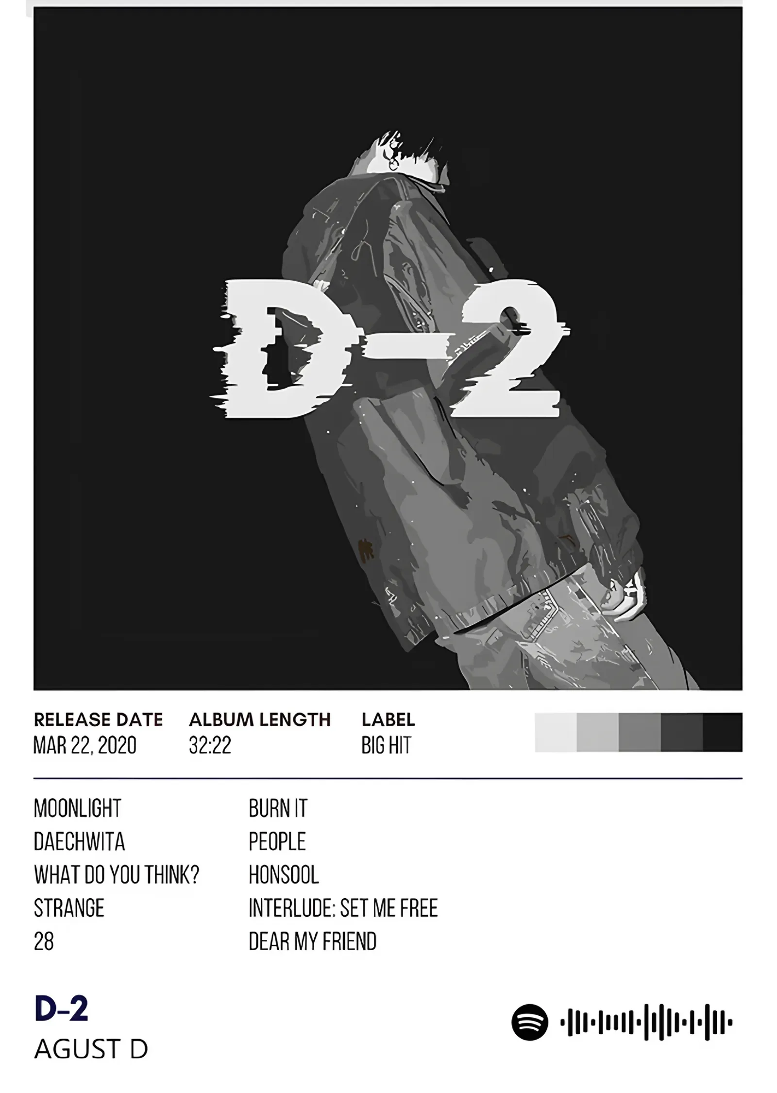 Agust D - D-2 metal tablo