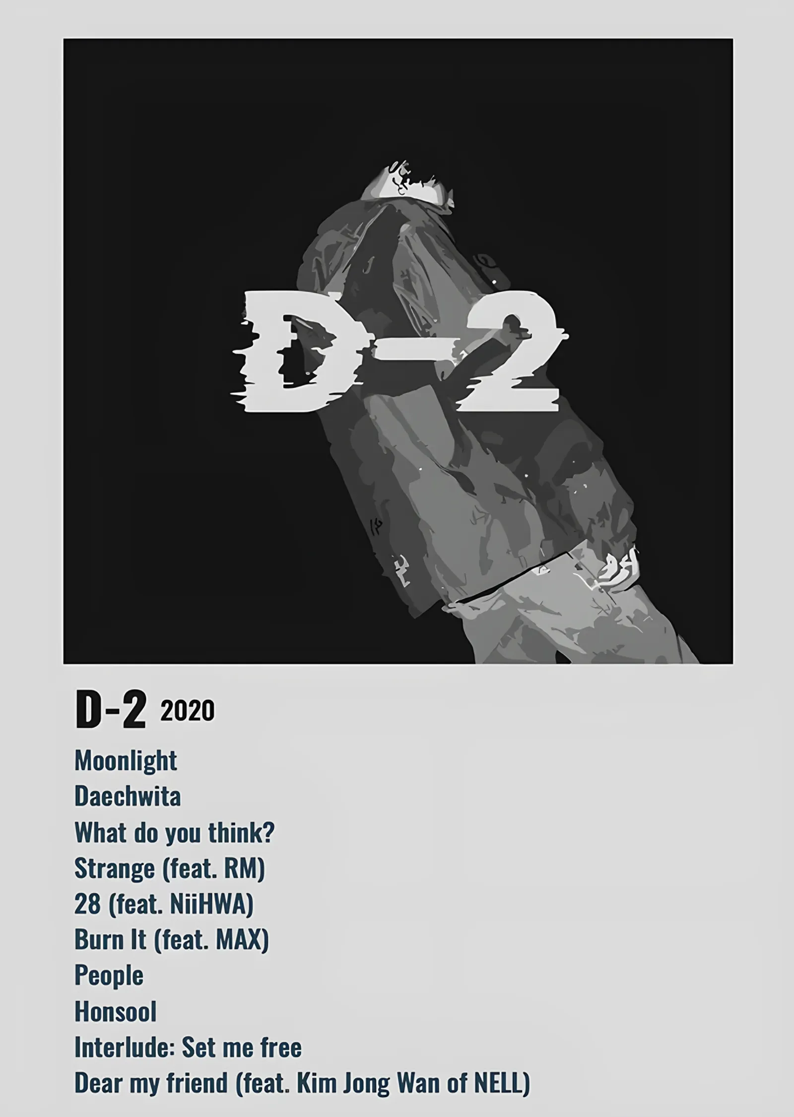 Agust D - D-2 Şarkı Listesi metal tablo