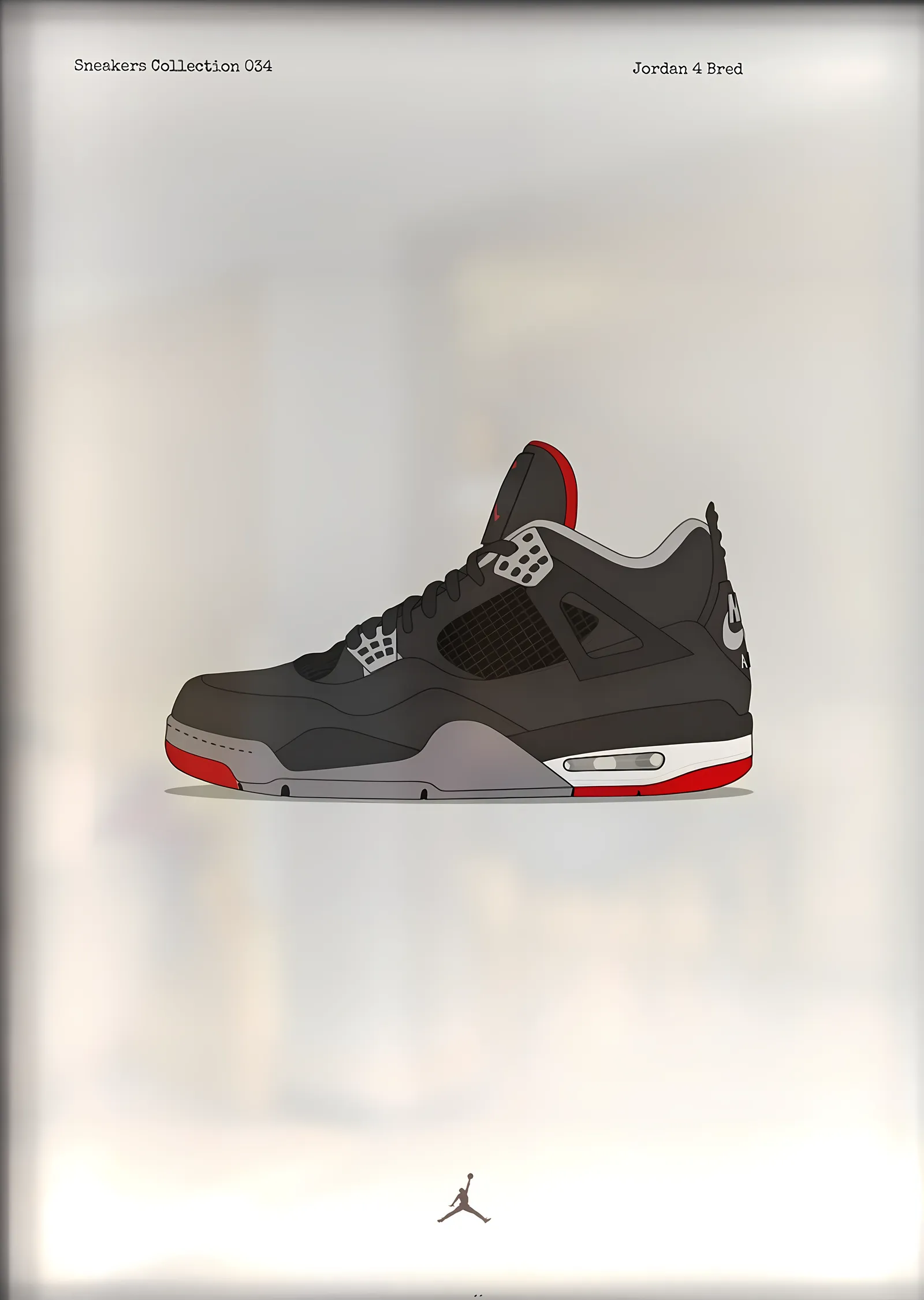 Air Jordan 4: Bred metal tablo