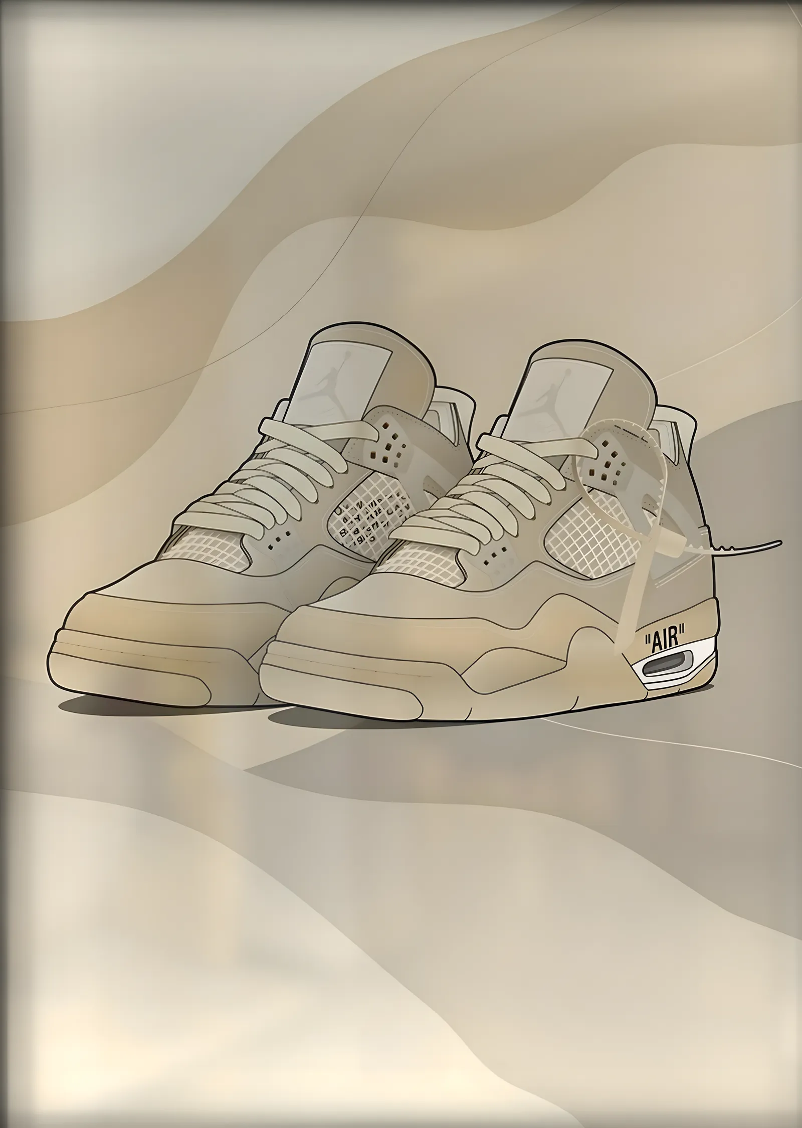 Air Jordan 4: Off-White Sail metal tablo