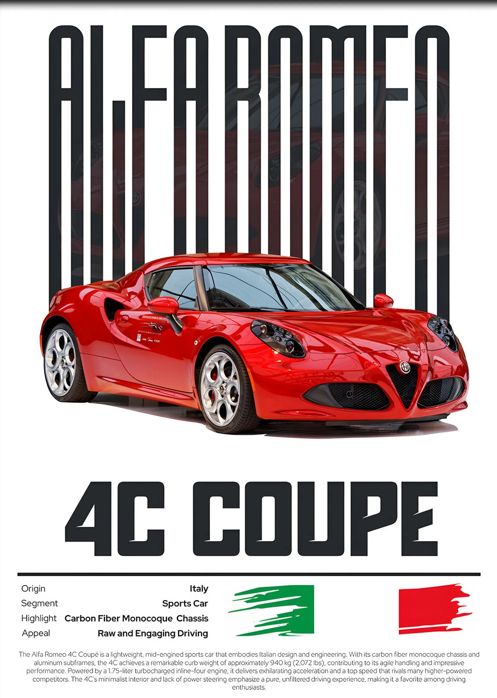 Alfa Romeo 4C Coupe Künye metal tablo