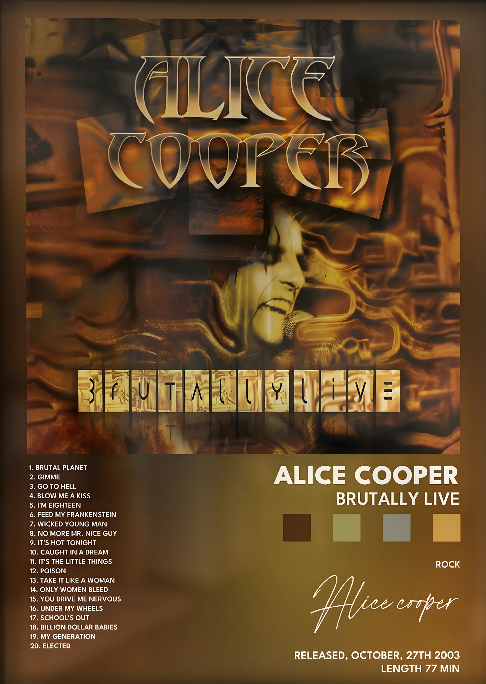 Alice Cooper: Brutally Live metal tablo
