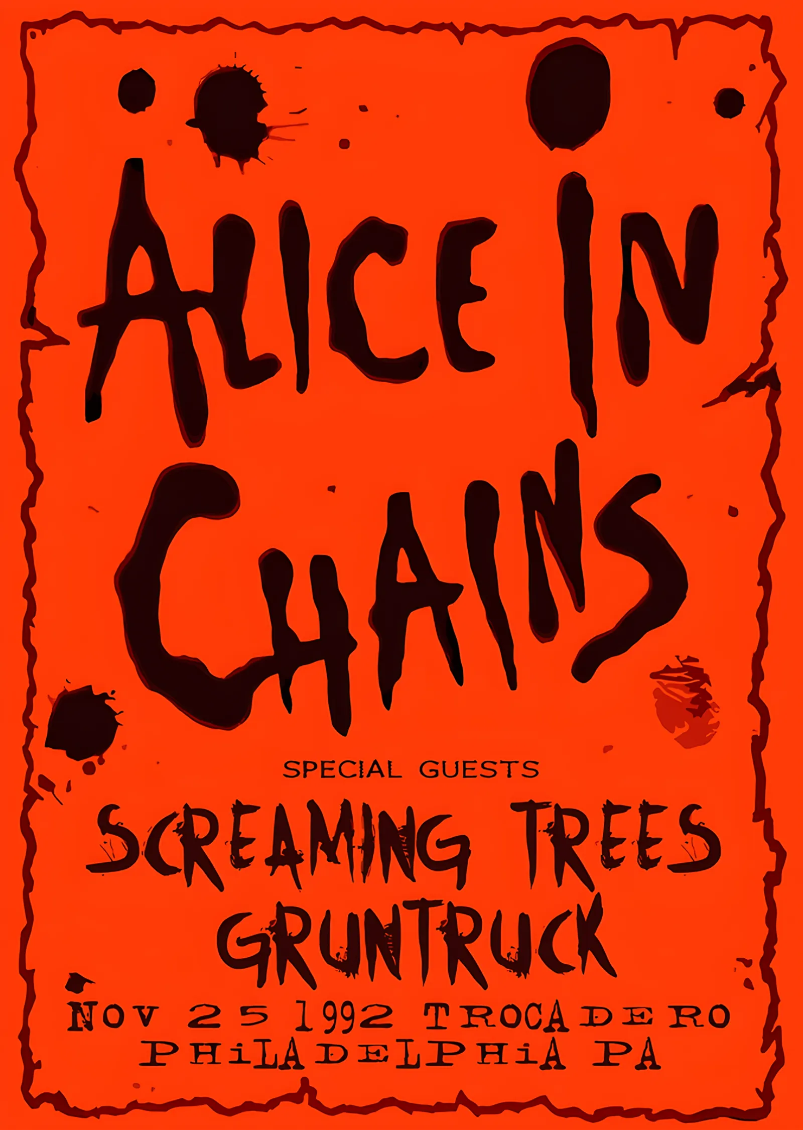 Alice in Chains: 1992 Philadelphia Konser Afişi metal tablo