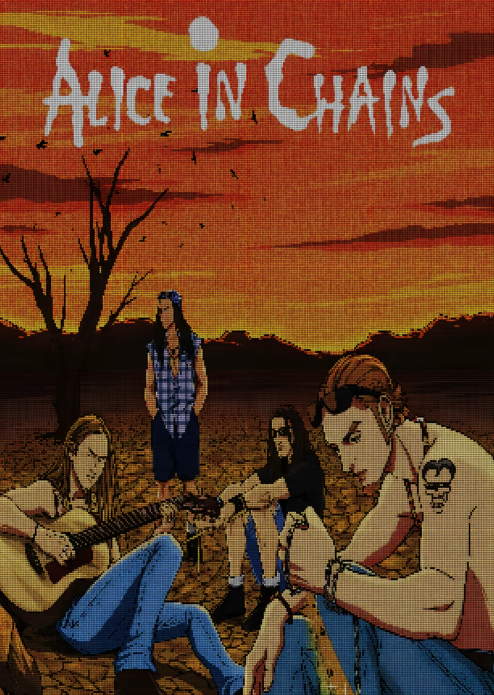 Alice in Chains: Gün Batımında Grup Sahnesi metal tablo