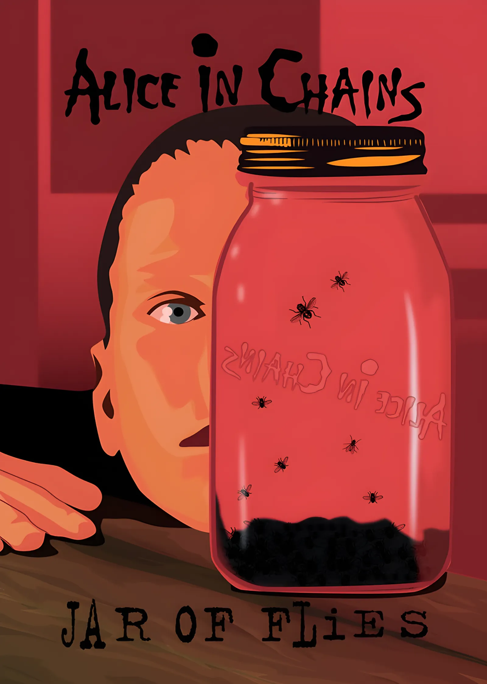 Alice in Chains: Kavanoza Bakan Yüz metal tablo