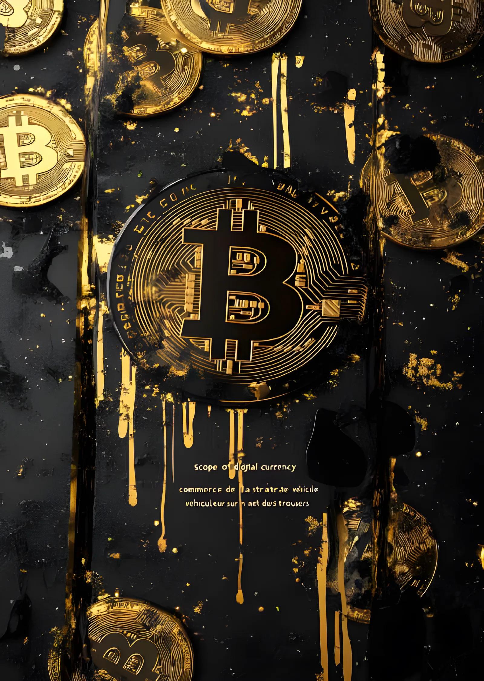 Bitcoin - Altın Damla metal tablo