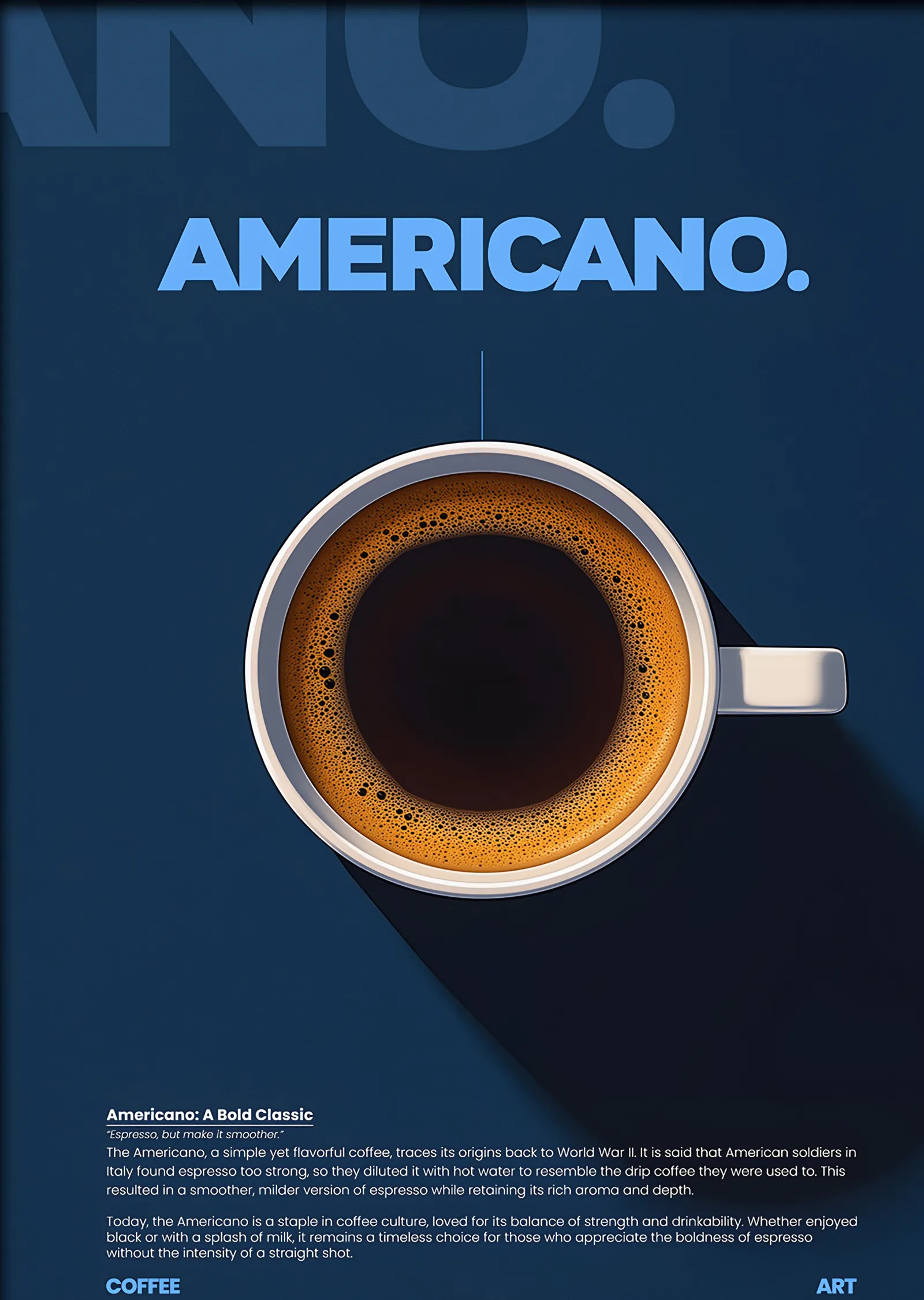 Americano Lacivert Zemin metal tablo