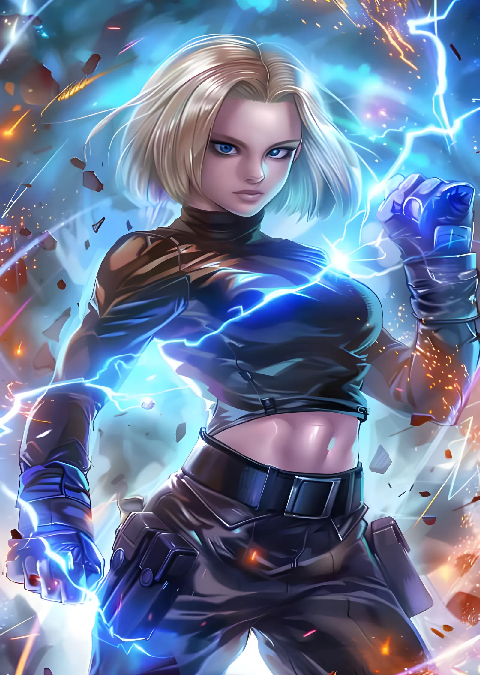 Android 18 - Mavi Şimşek metal tablo