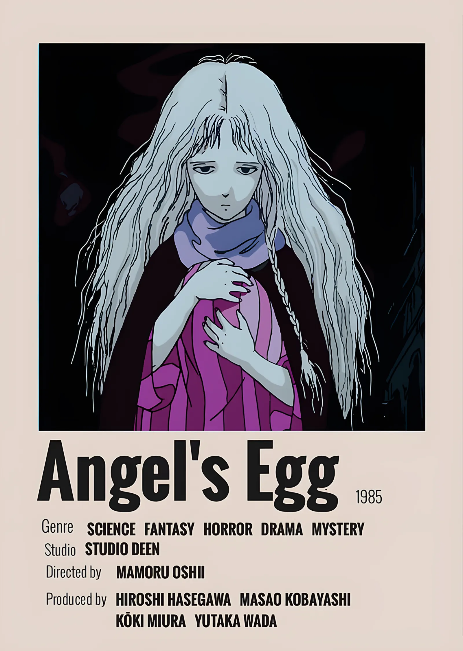 Angel's Egg: Beyaz Saçlı Kız ve Yumurta metal tablo