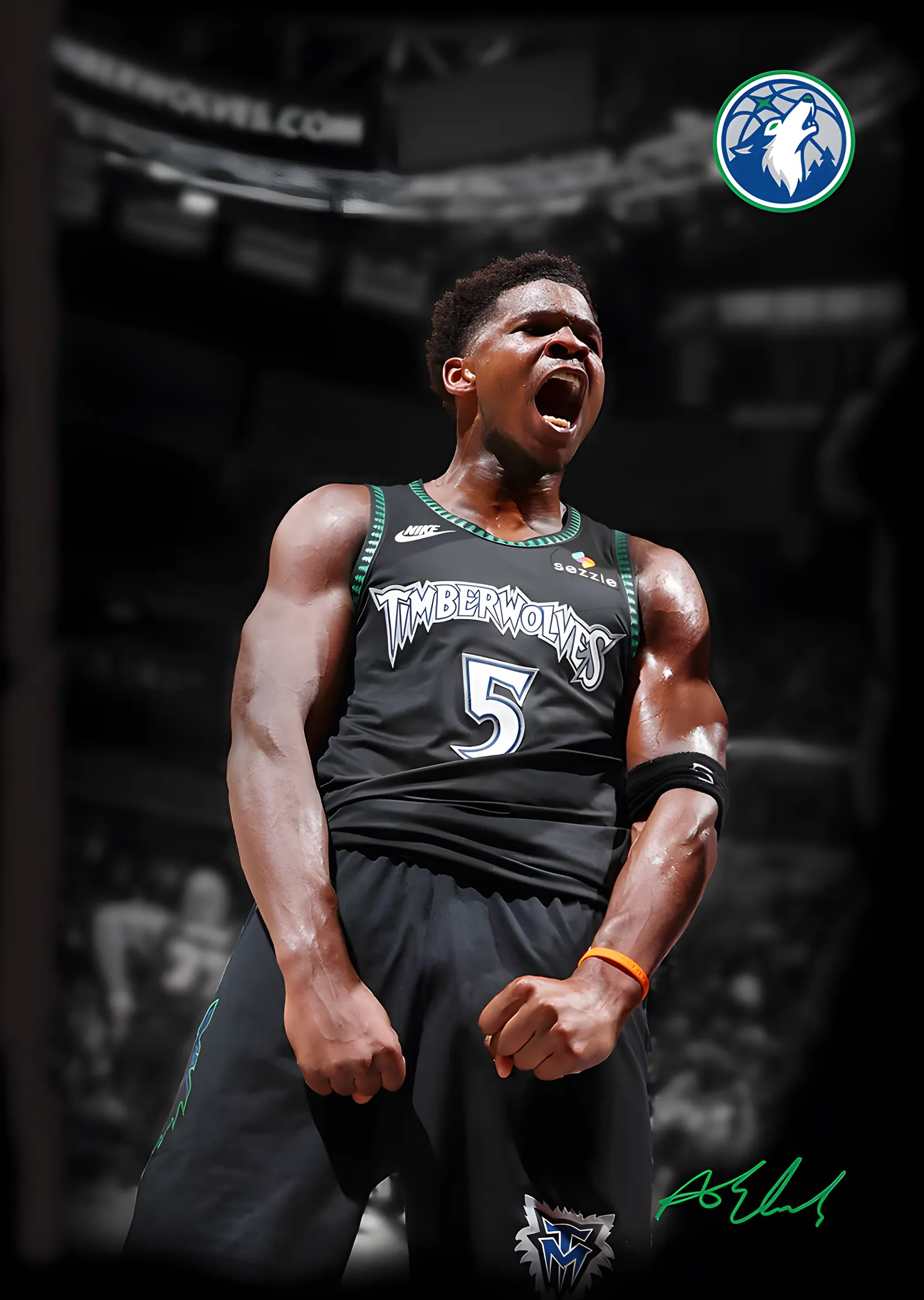 Anthony Edwards - Minnesota Timberwolves metal tablo