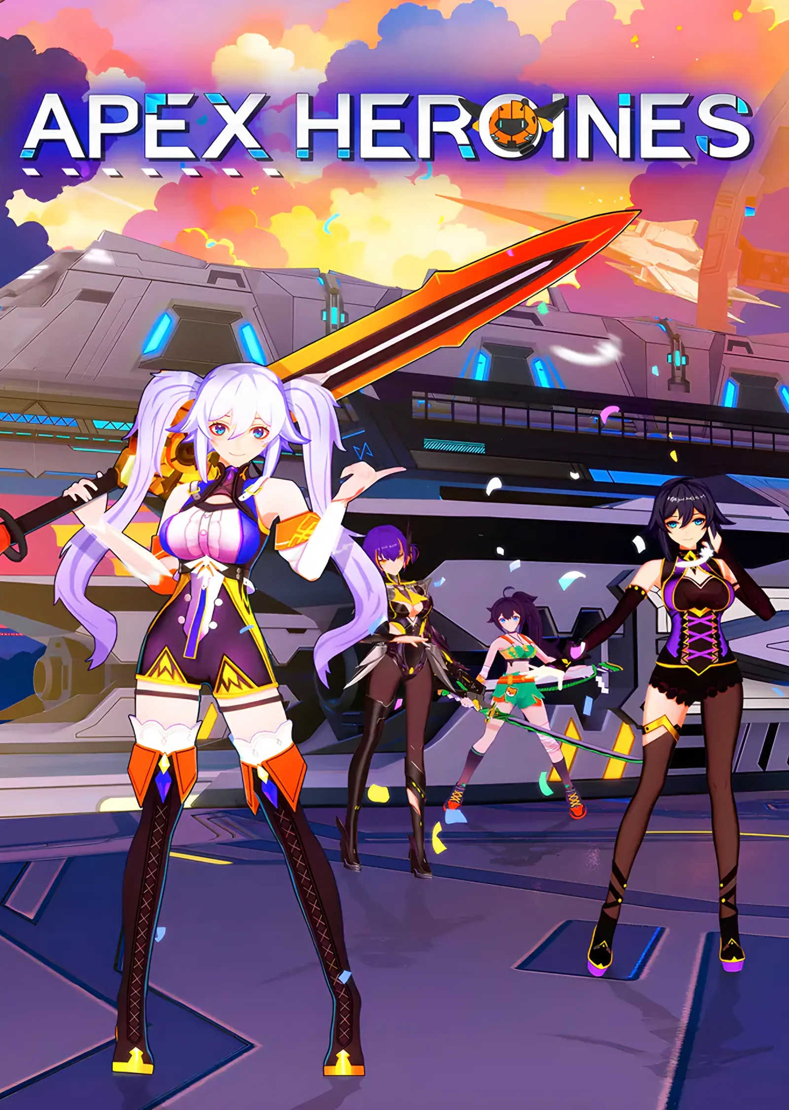 Apex Heroines: Pastel Gökte Beyaz Saçlı Savaşçılar metal tablo