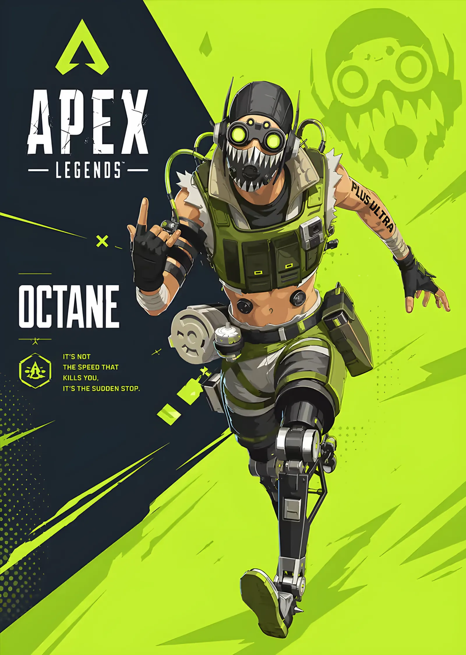 Apex Legends: Yeşil Zeminde Koşan Octane metal tablo