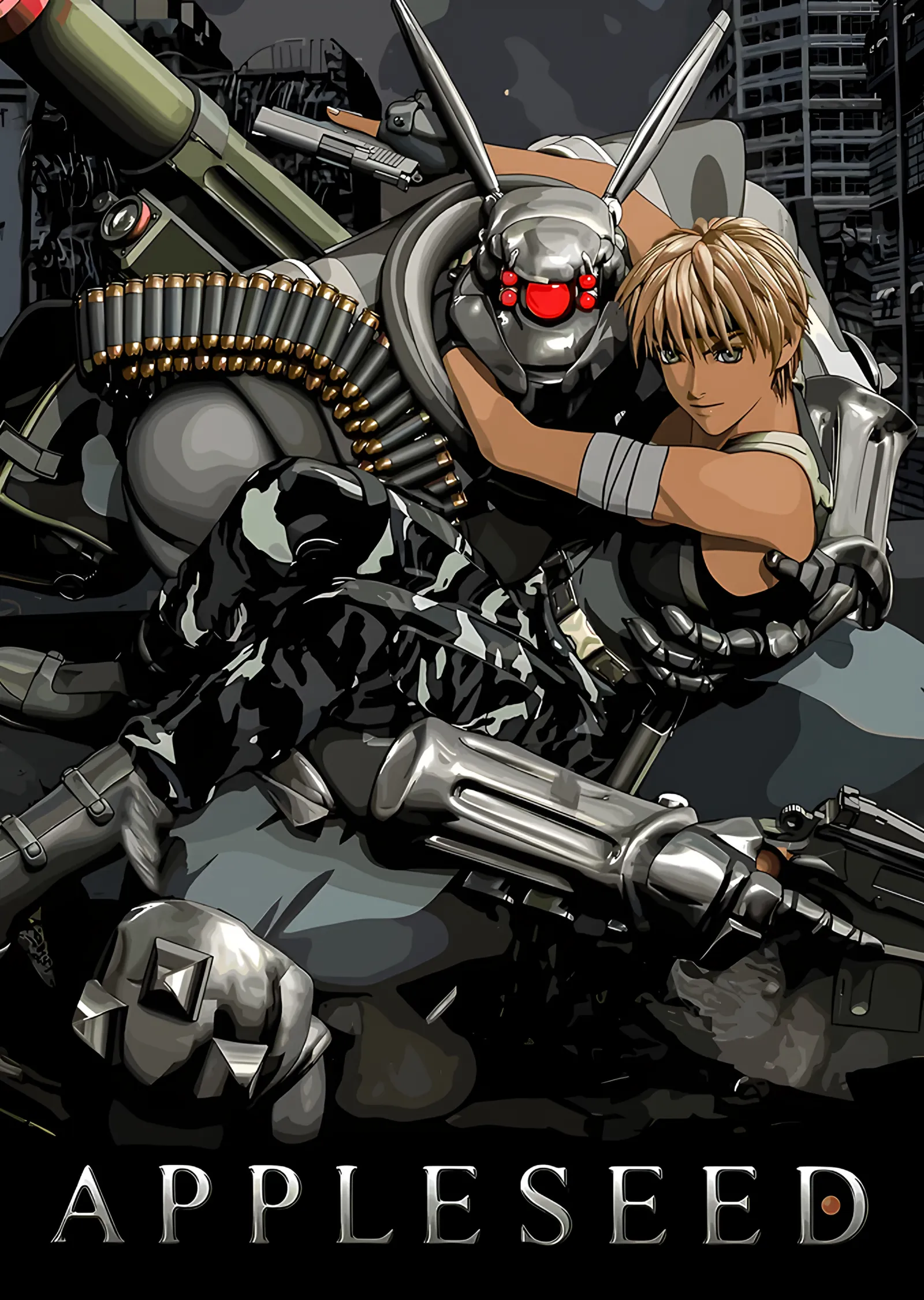 Appleseed: Gri Zeminde Zırhlı Savaşçı metal tablo
