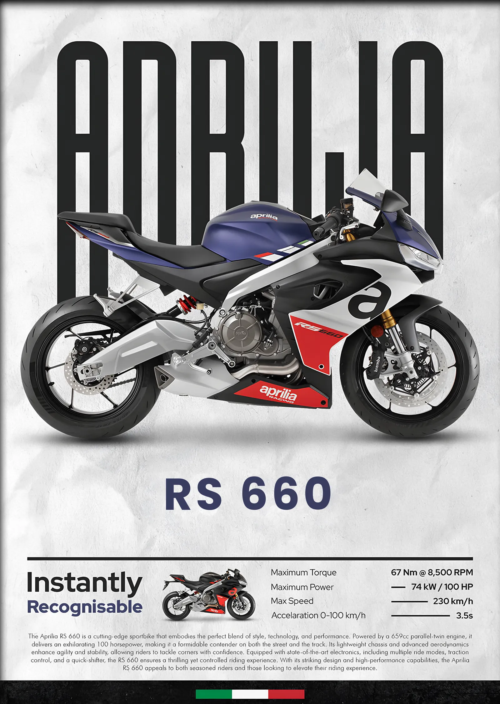 Aprilia RS 660 Mor metal tablo