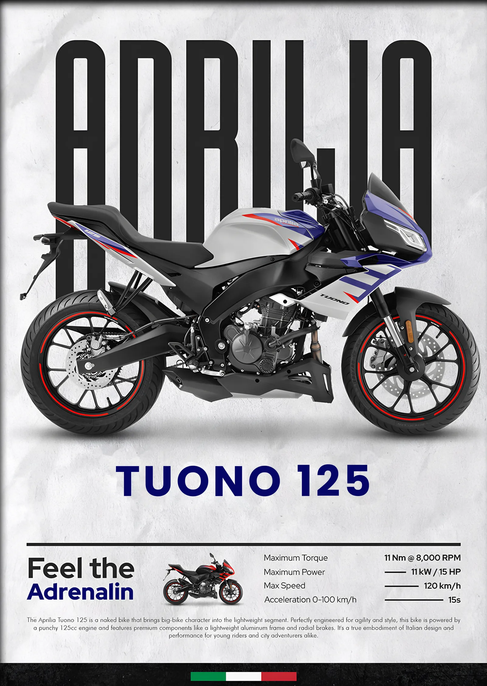 Aprilia Tuono 125 metal tablo