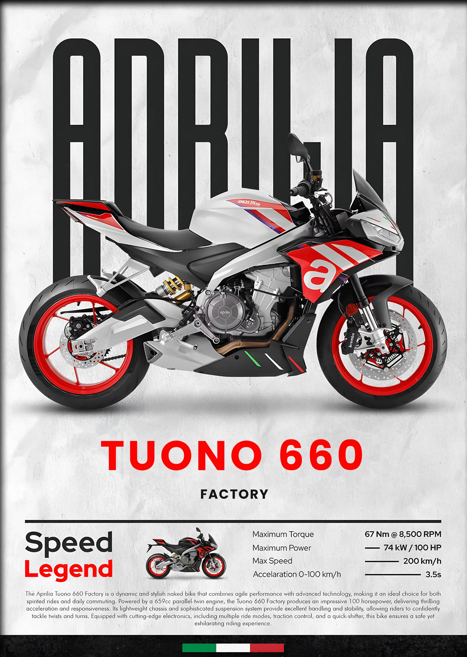 Aprilia Tuono 660 metal tablo
