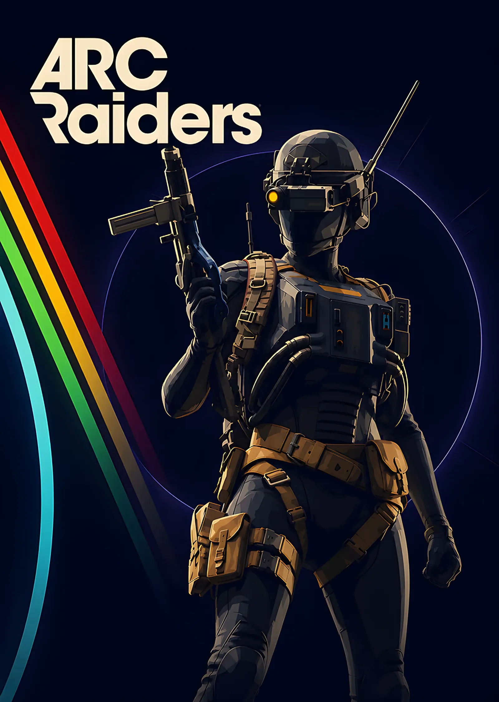 ARC Raiders: Renkli Şeritte Tüfekli Akıncı metal tablo