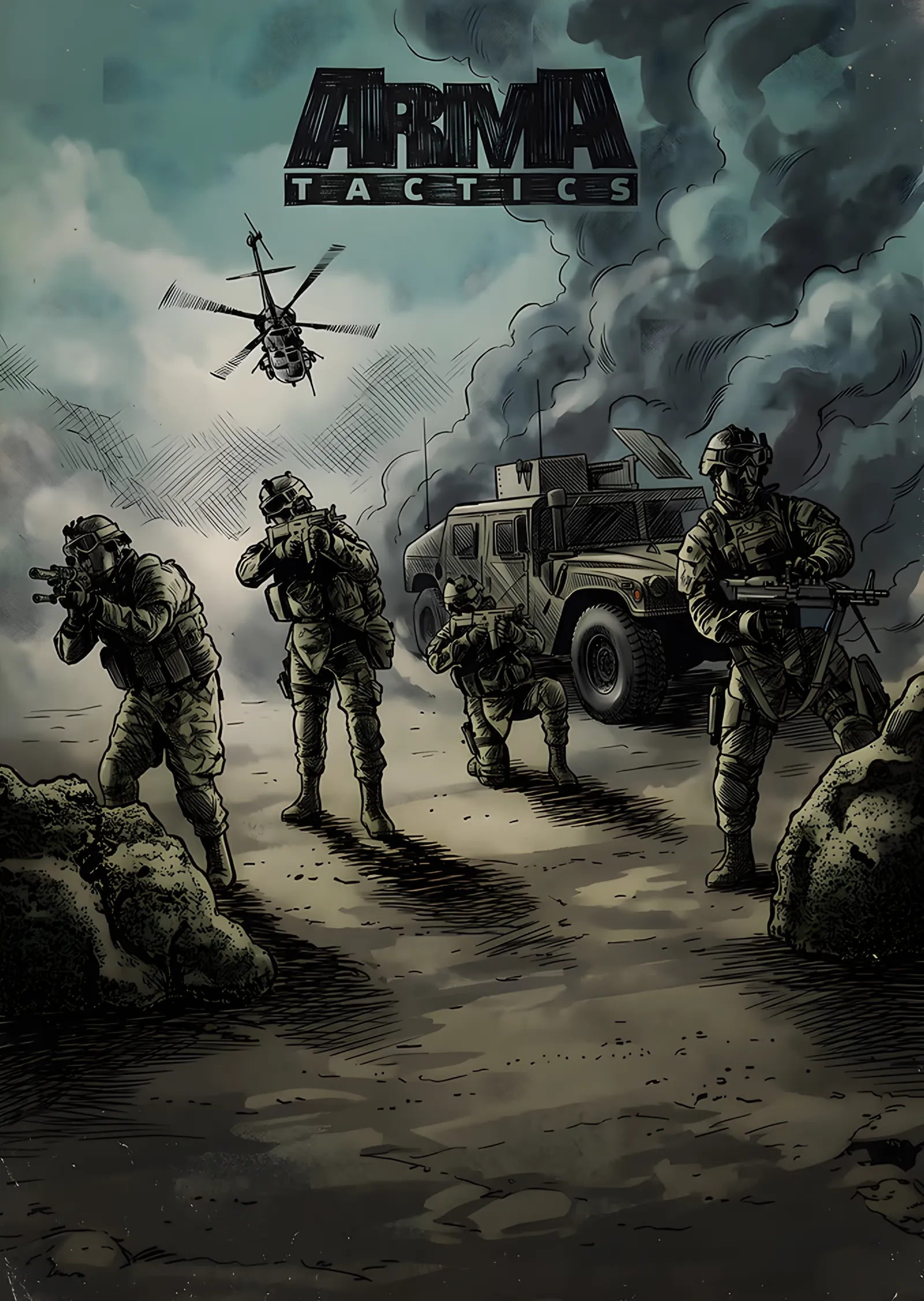 Arma Tactics: Dumanlı Yolda Asker Devriyesi metal tablo
