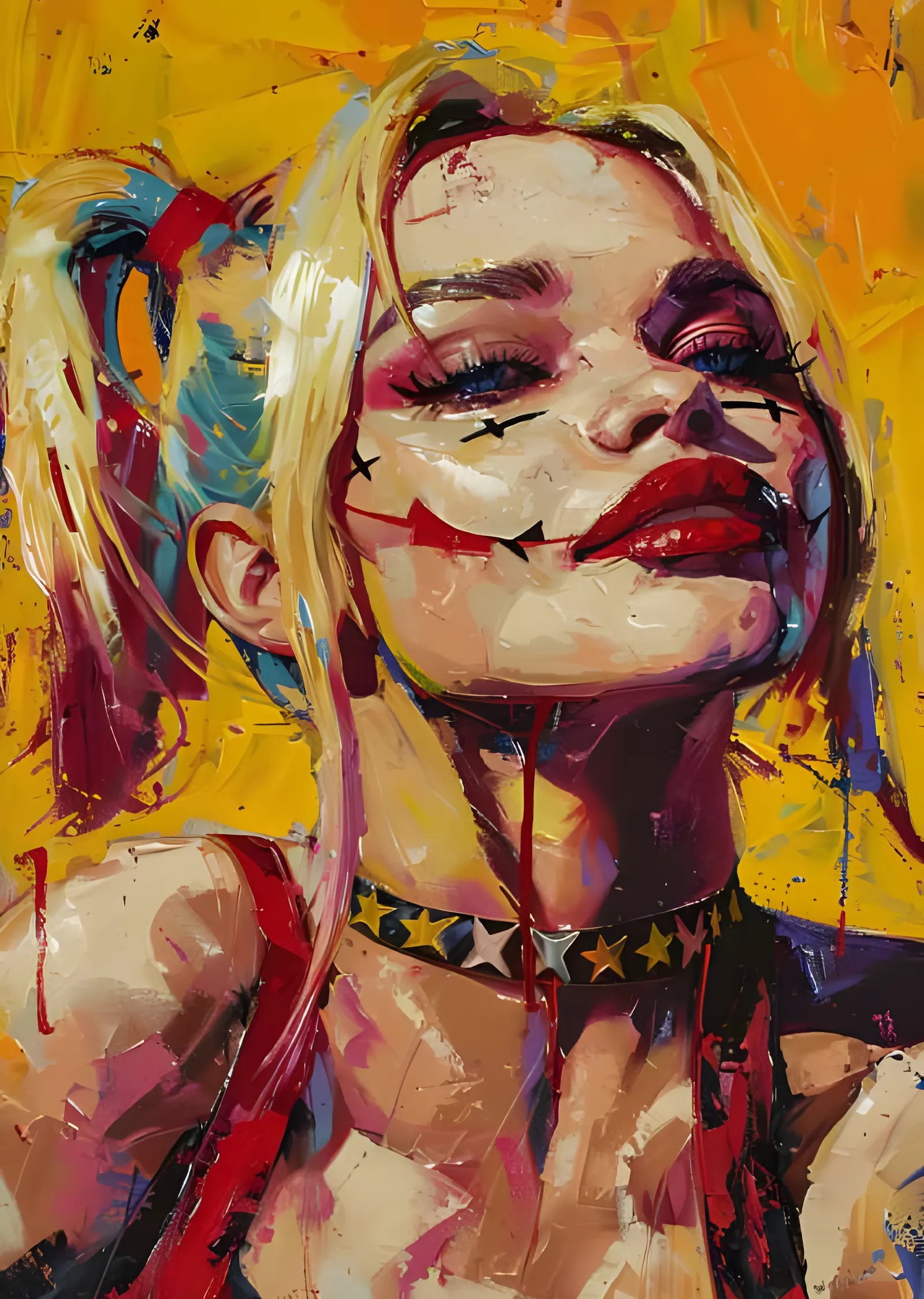 Harley Quinn - Yıldızlı Tasma Pop Art metal tablo