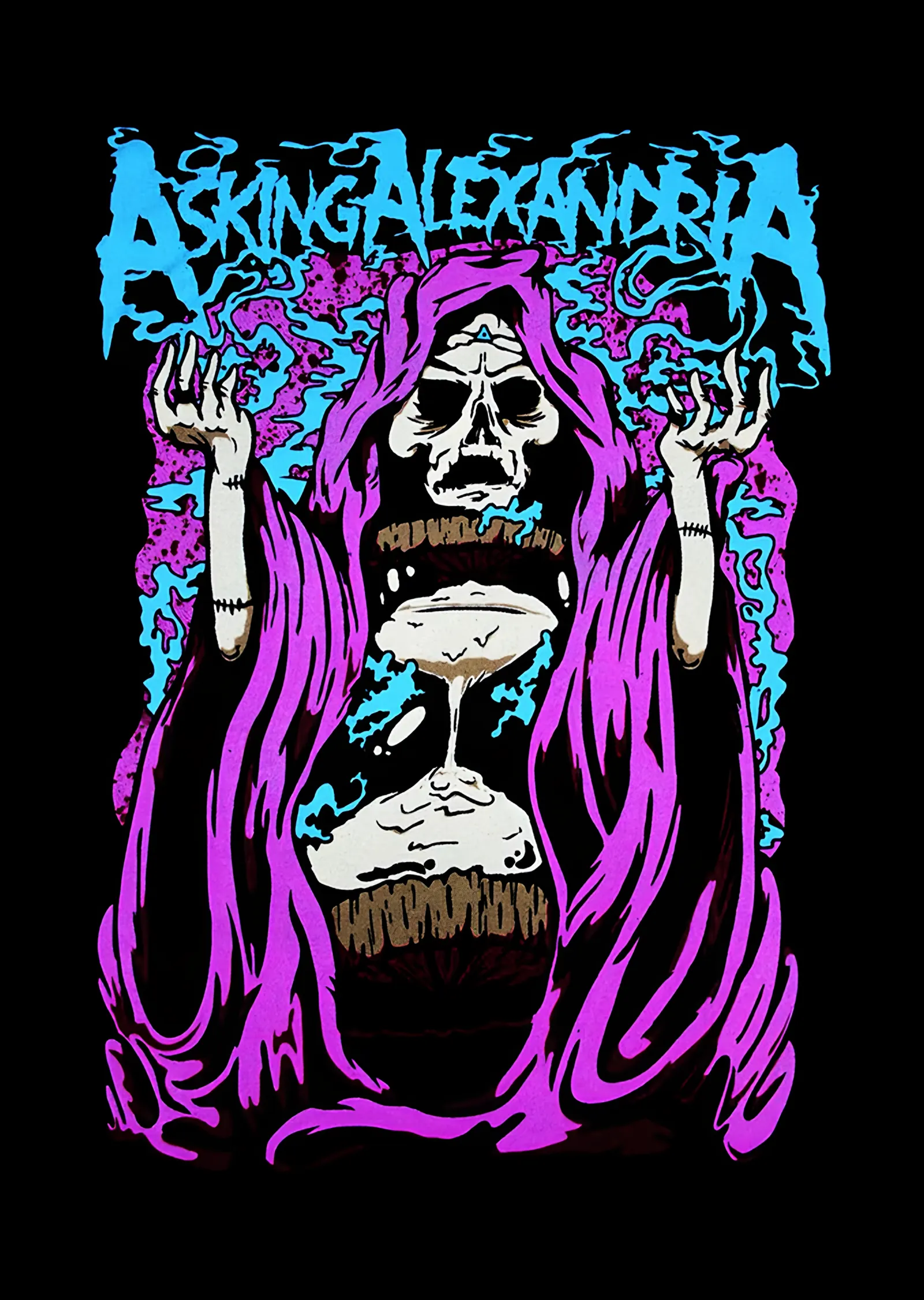 Asking Alexandria - Neon Kuru Kafa metal tablo