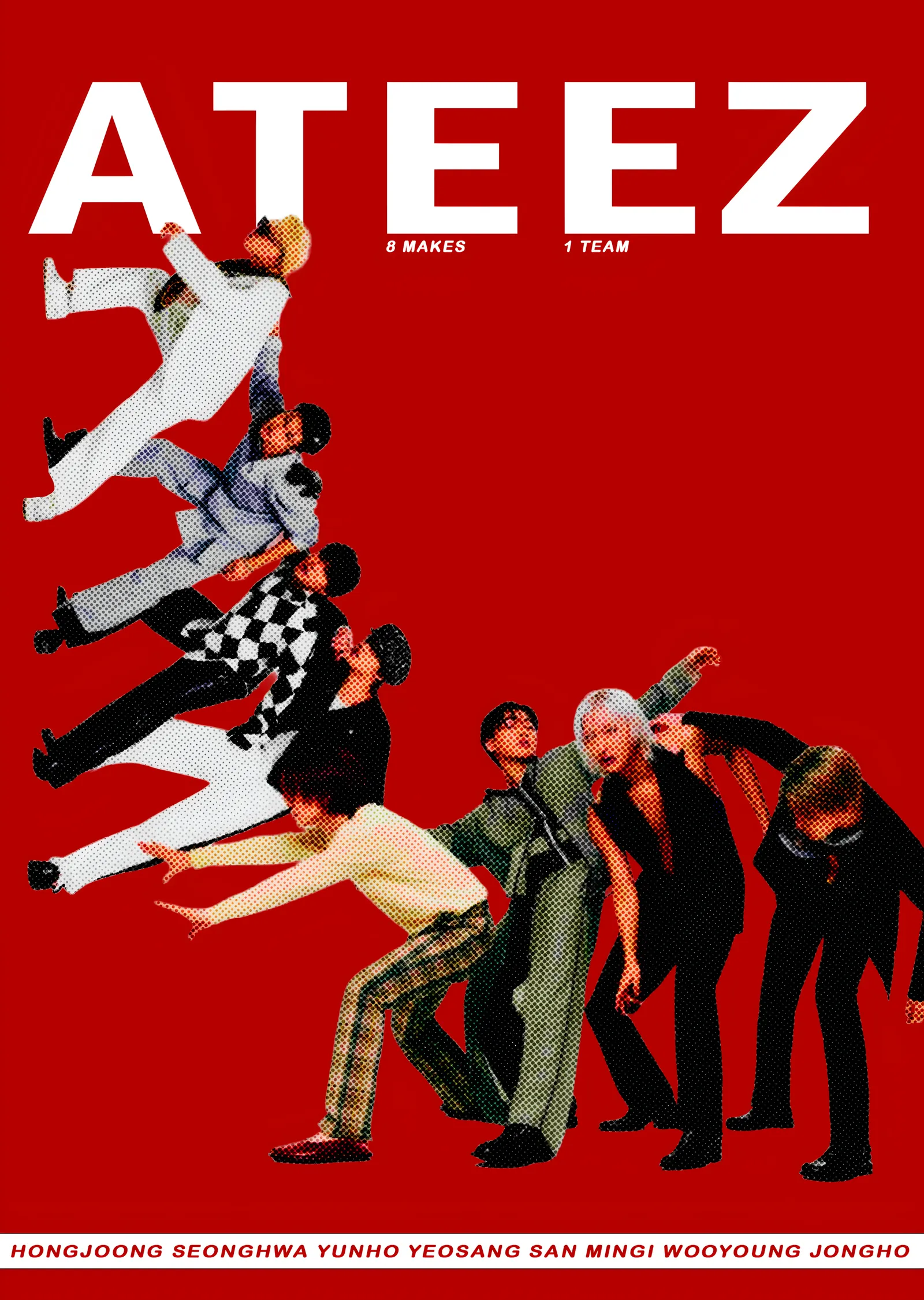 ATEEZ: Kırmızı Zeminde Sıçrayış metal tablo