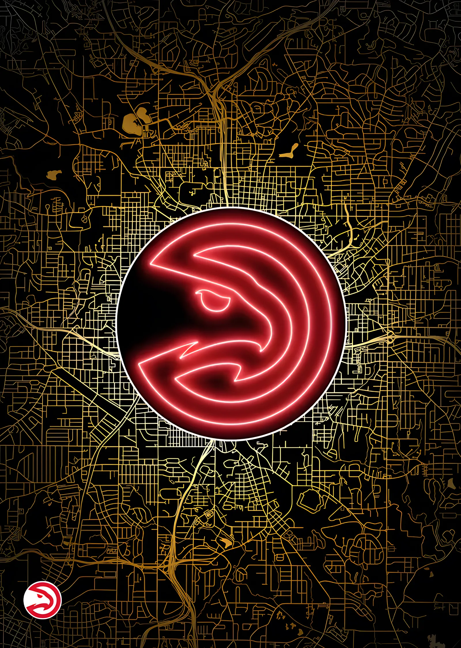 Atlanta Hawks - Şehir Haritası metal tablo