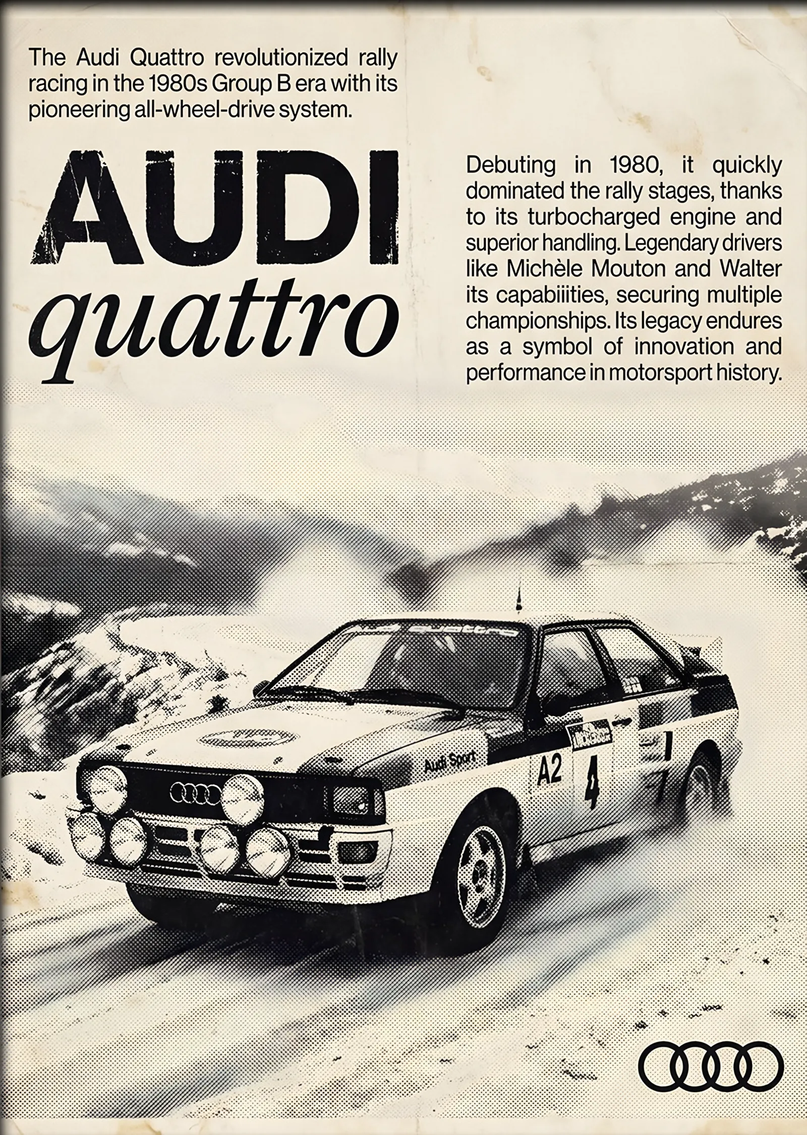 Audi Quattro Ralli Efsanesi metal tablo